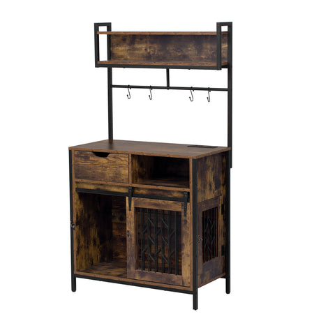 2-in-1-Pet-Friendly-Dog-Crate-Composite-Desk-Hutch-