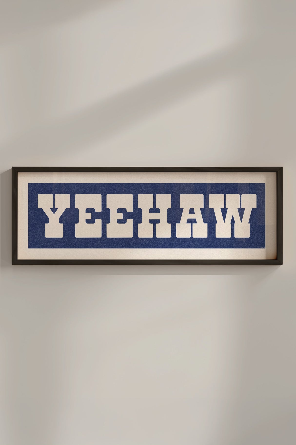 Framed YEEHAW Sign Blue & White Art Print