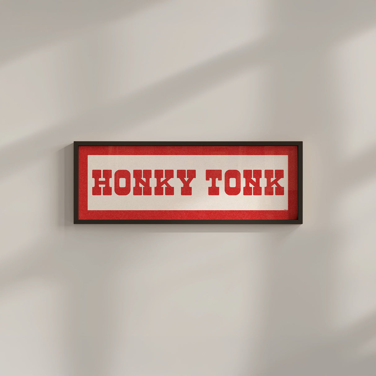 Framed HONKY TONK Sign White & Red Art Print