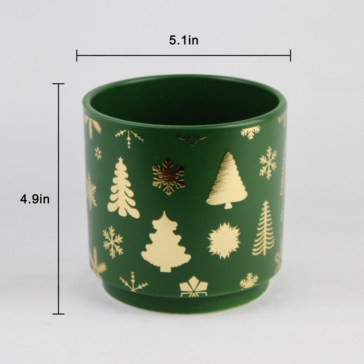 Red & Gold Christmas Ceramic Planter – Festive Holiday Tree Design