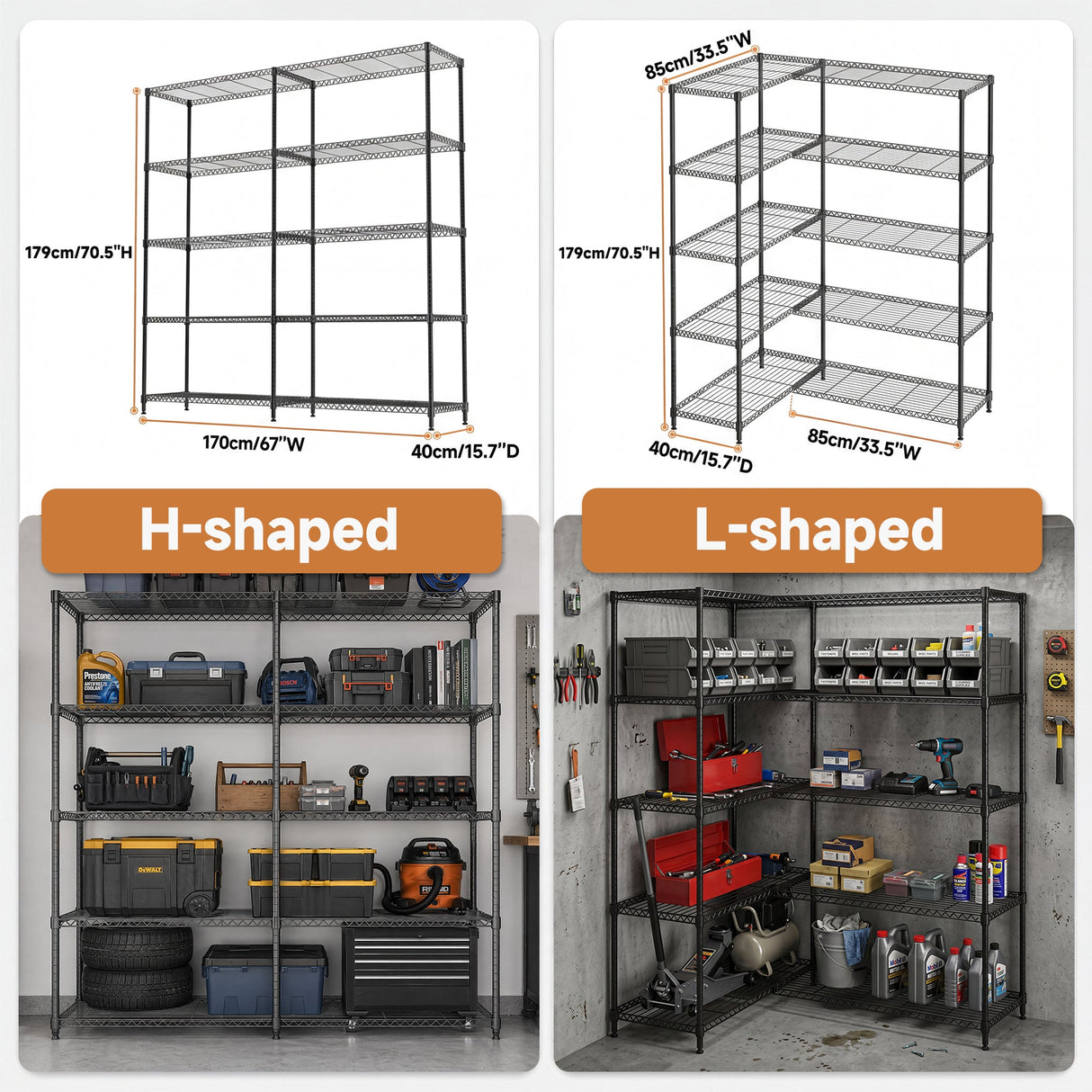 5 Tiers Adjustable Heavy Duty Metal Storage Shelves