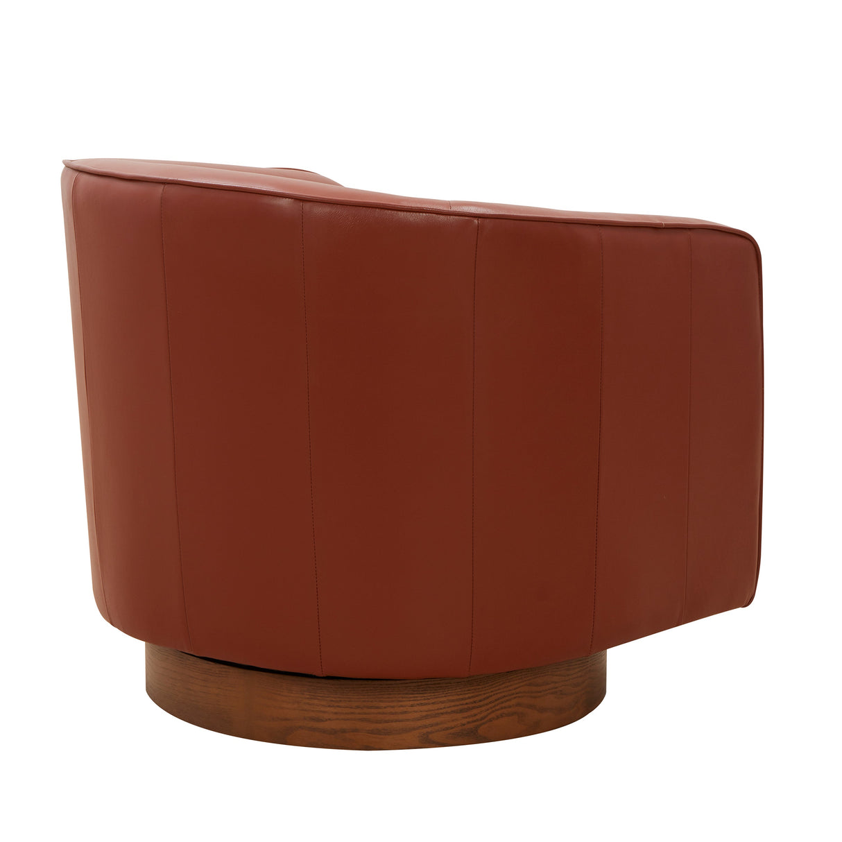 Tessa Caramel Top Grain Leather Swivel Chair with Wood Base
