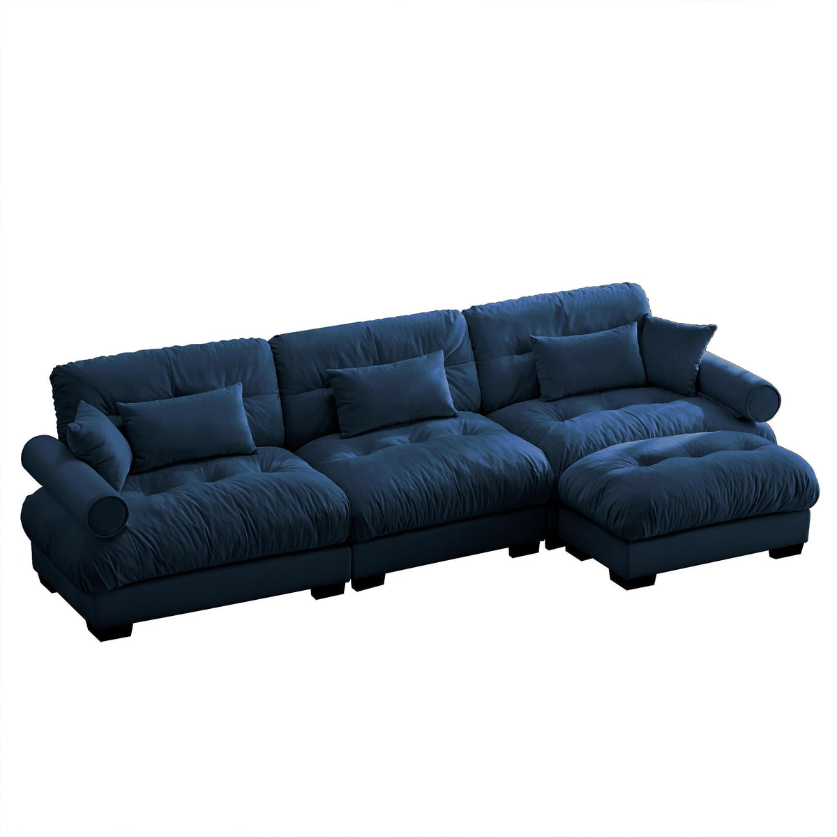 Oversized Modular Sectional Sofa with Movable Ottoman - Fabric, Multiple Colors