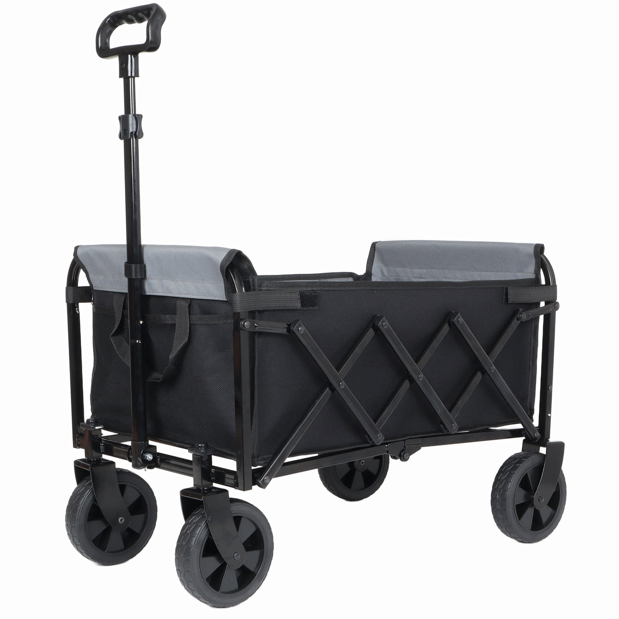 All-in-One Convertible Folding 4-Wheel Trolley with Bench Seat and Dog Leash