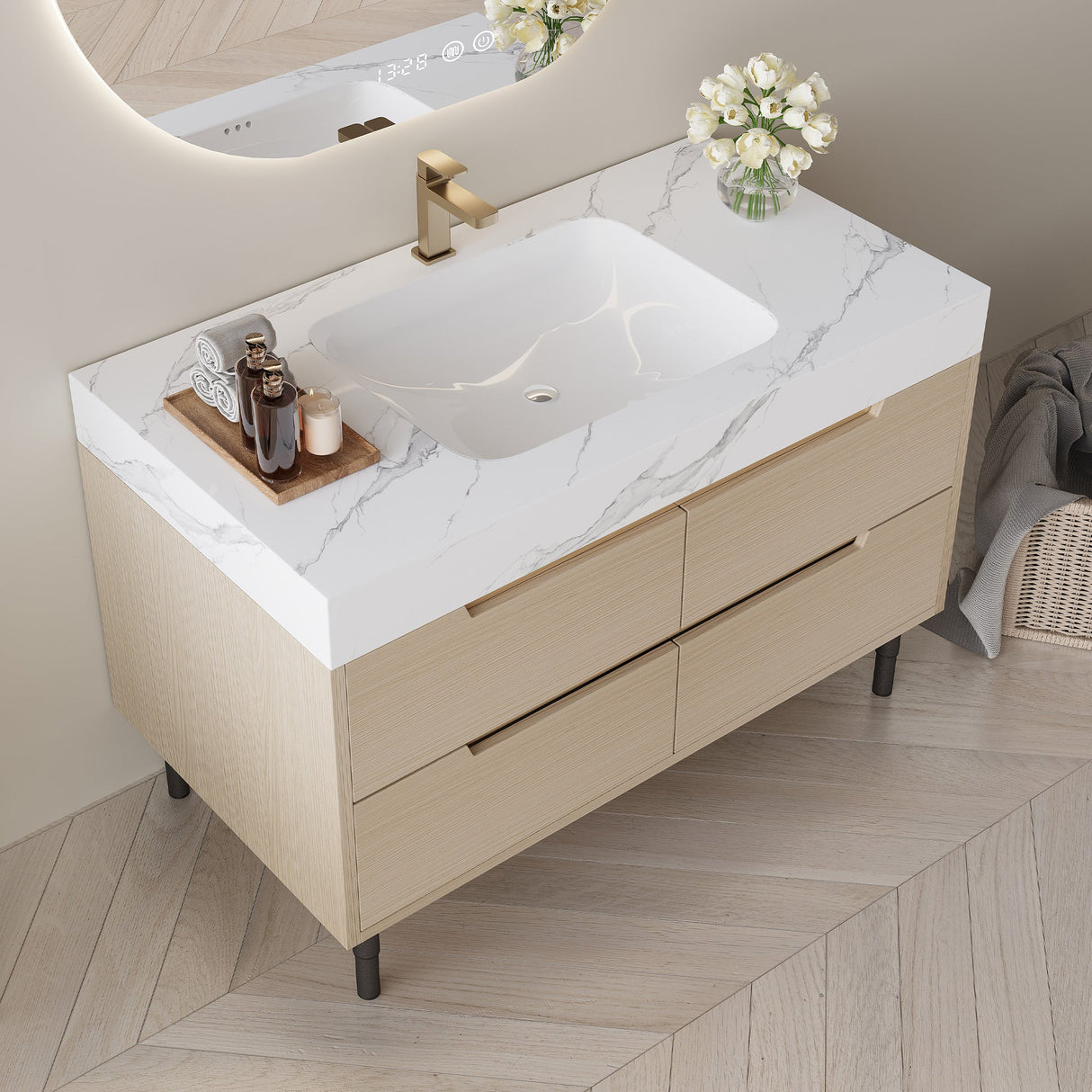 35.4" Modern Bathroom Vanity with Undermount Sink
