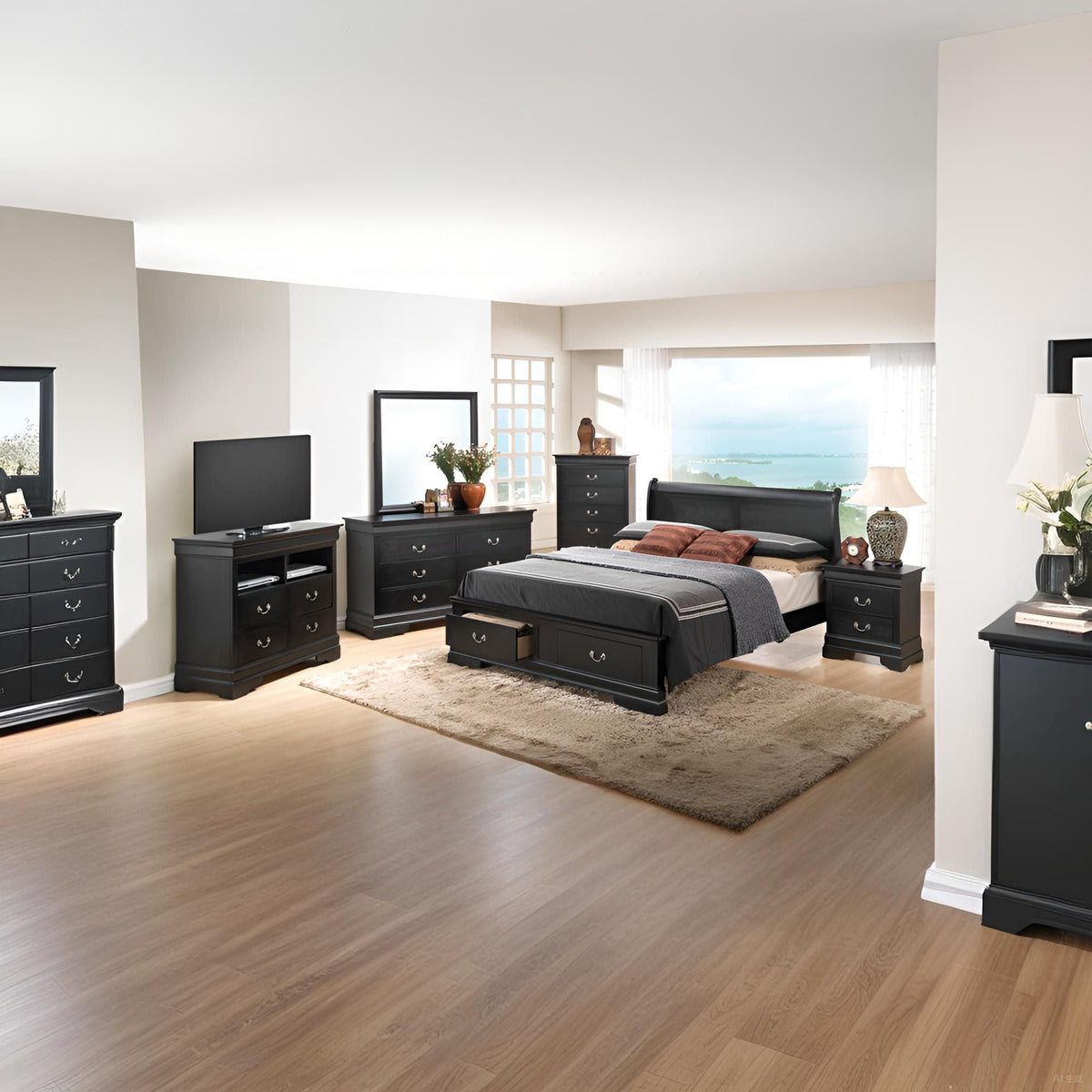 Upholstered Panel Sleigh Bed Design