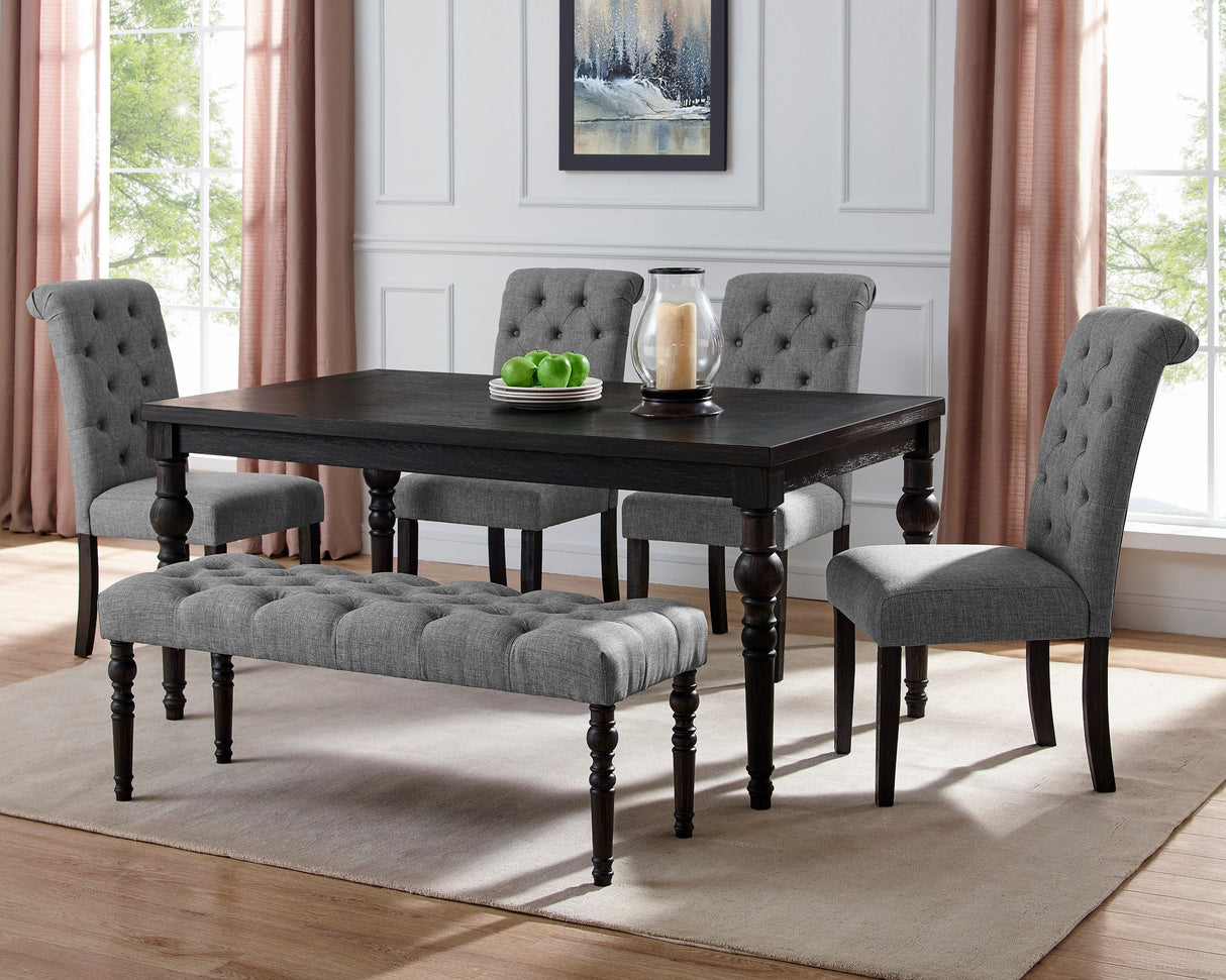 Woodland Driftwood-Finished Dining Set with Upholstered Seating