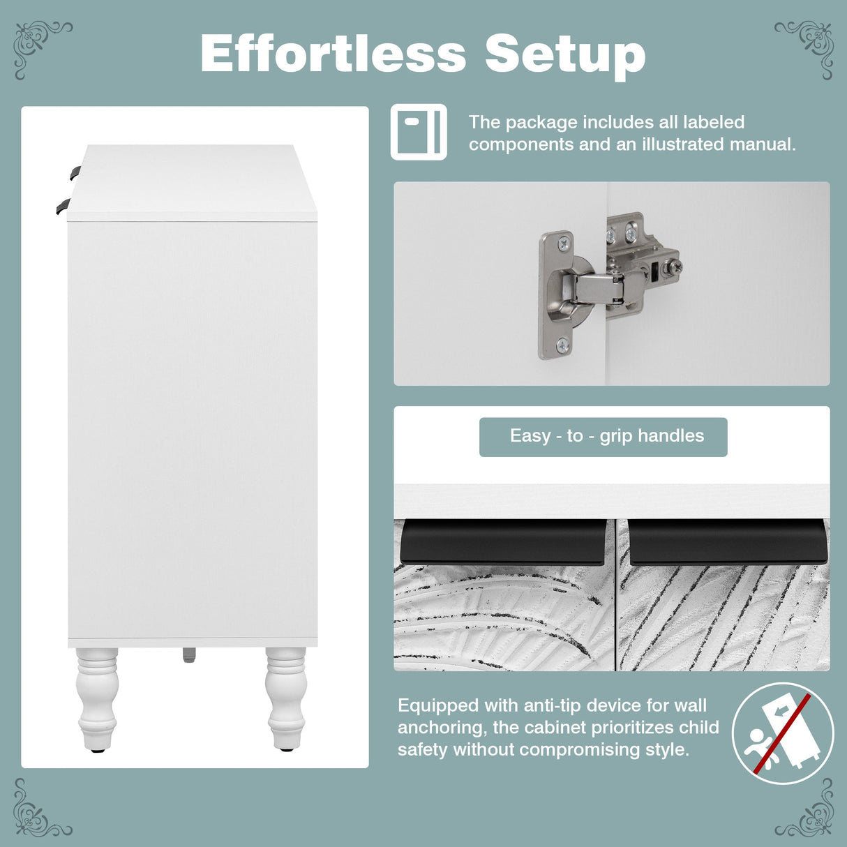 47.2'' Modern TV Stand with 2 Spacious Storage Cabinets