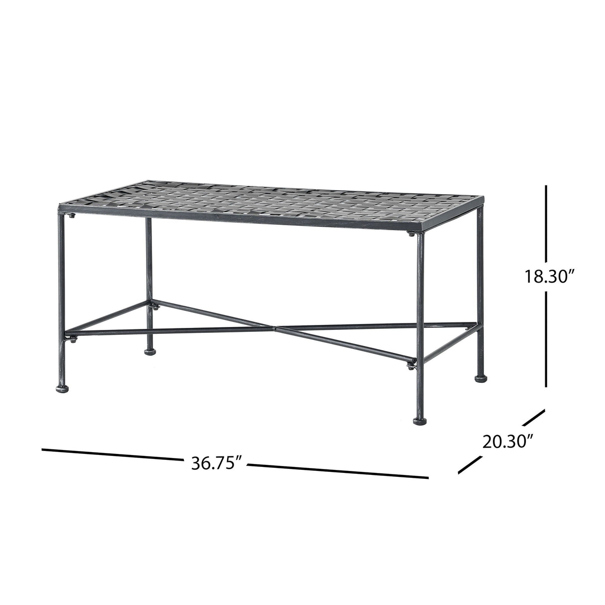 Luna Outdoor Iron Coffee Table - Black Brush Silver