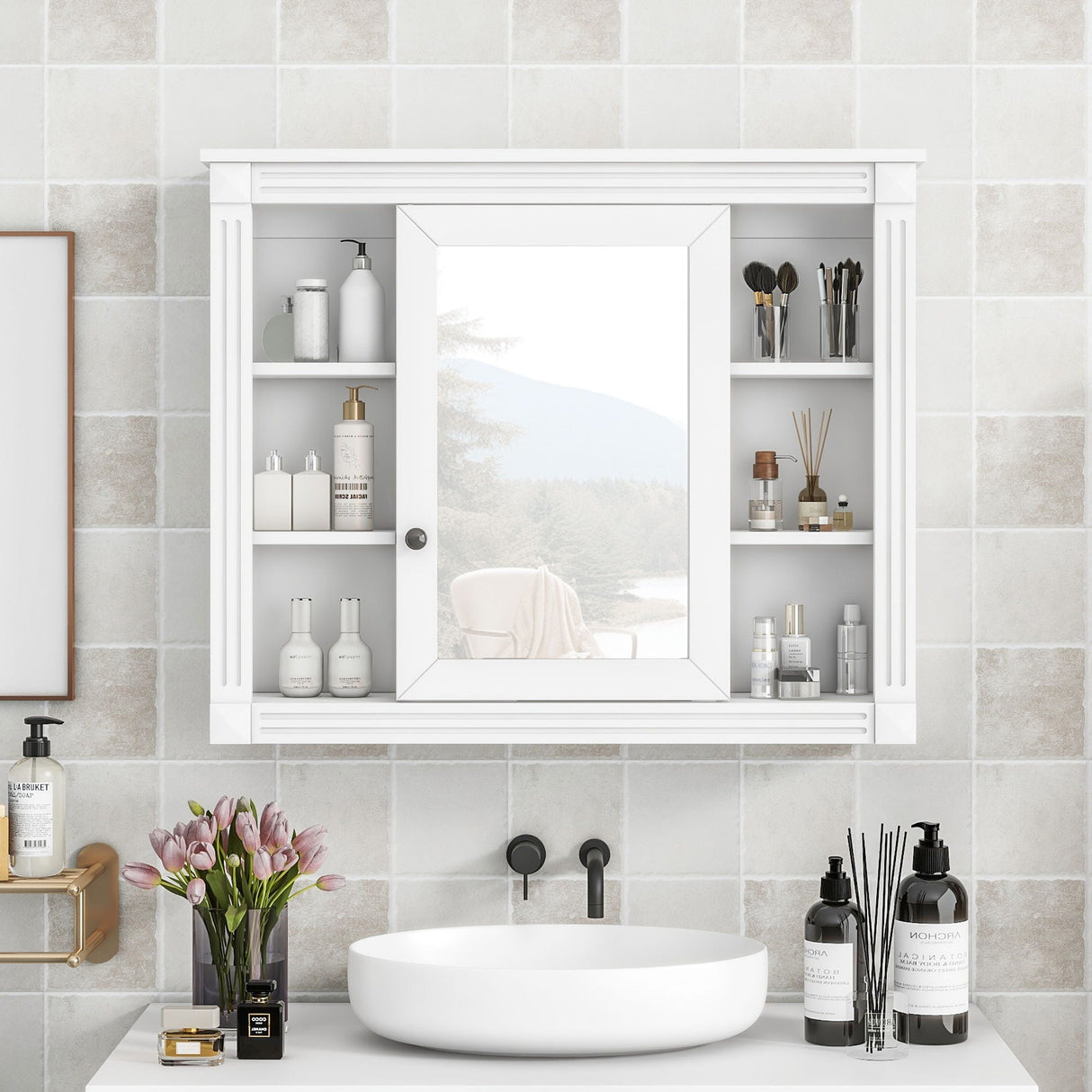 Wall Mounted Bathroom Storage Cabinet With Mirror