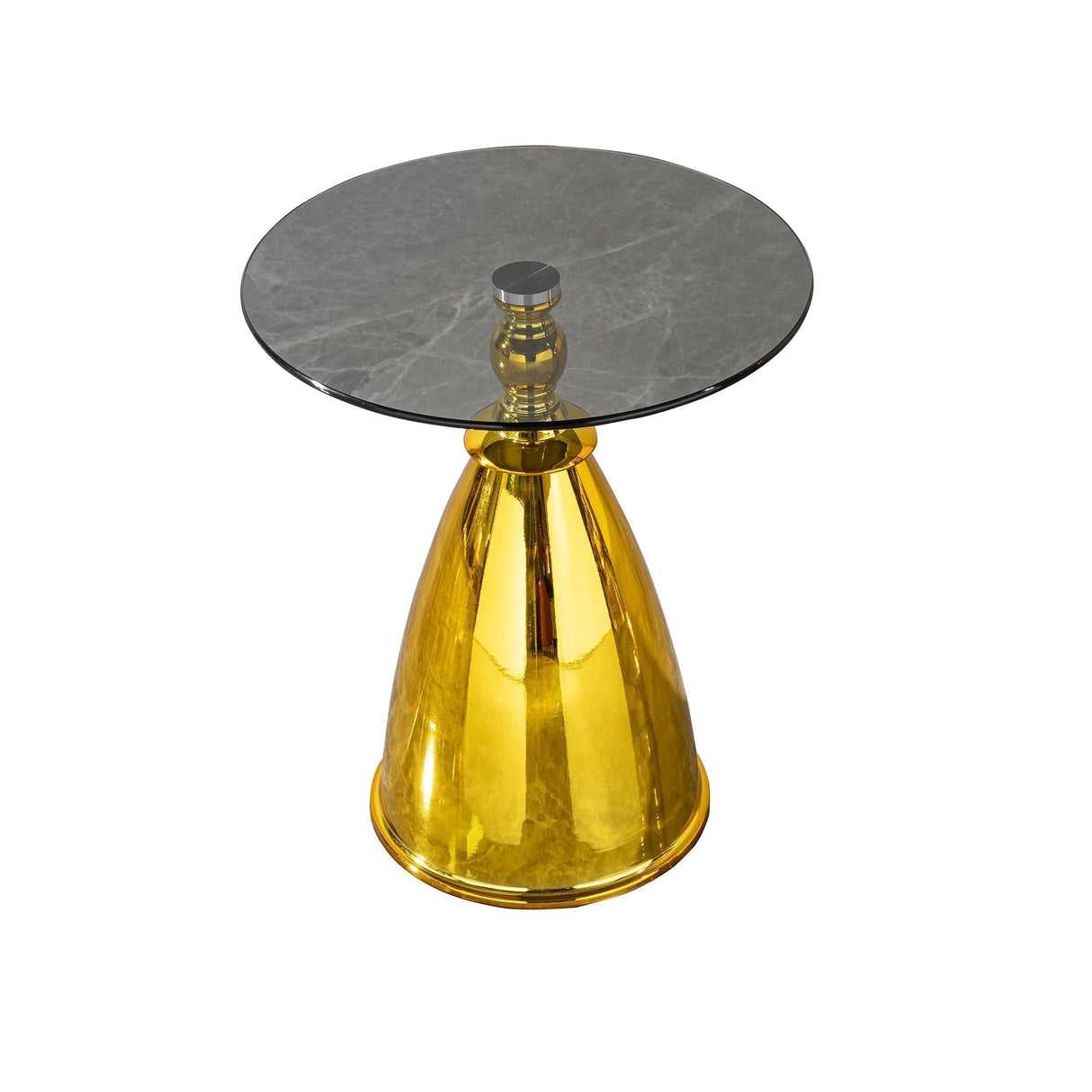 Modern Living Room Coffee Table with Grey Tempered Glass and Gold Carbon Steel