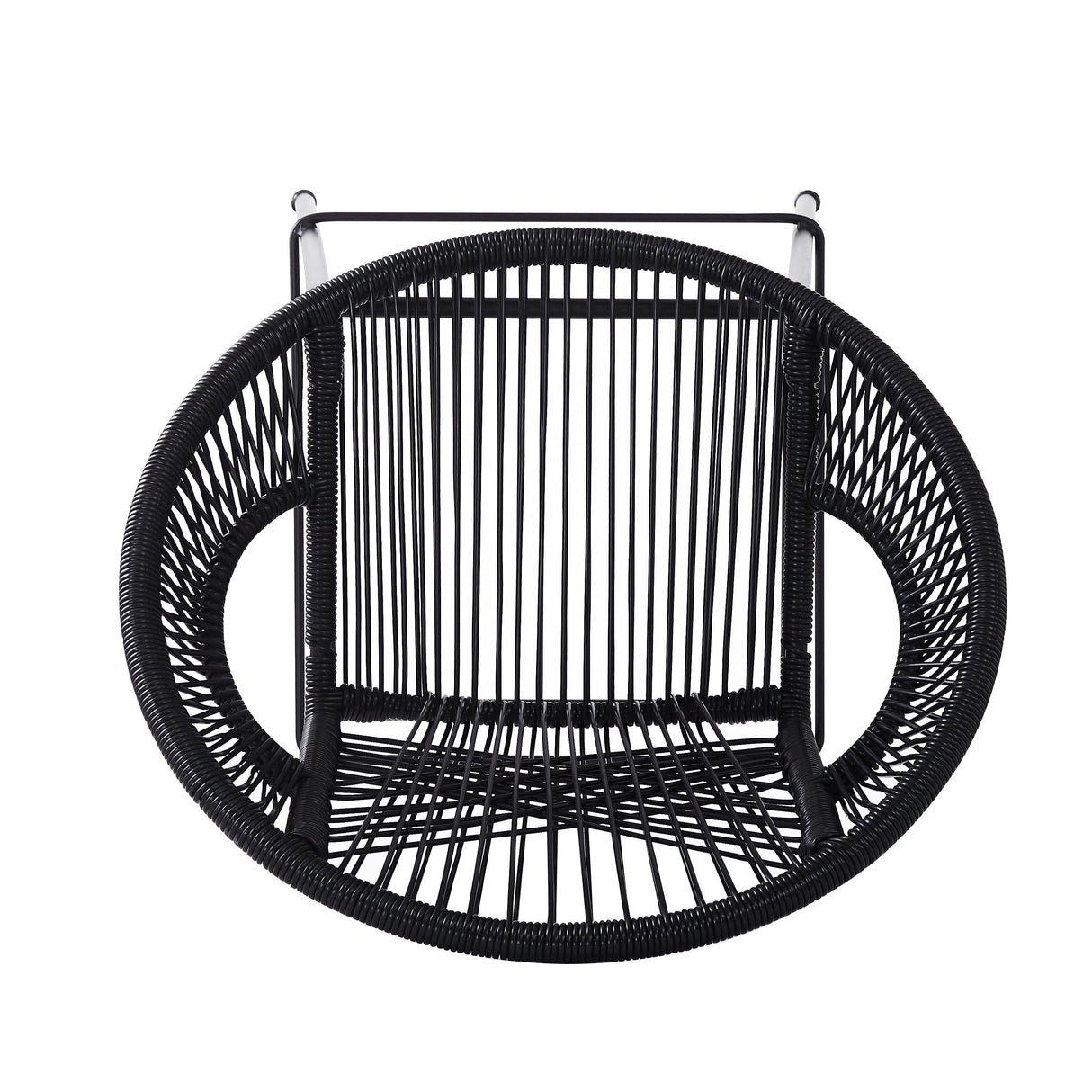 Ferrara Outdoor Patio Barstool Set of 2 - Black Faux Wicker PE Rattan with Iron Frame