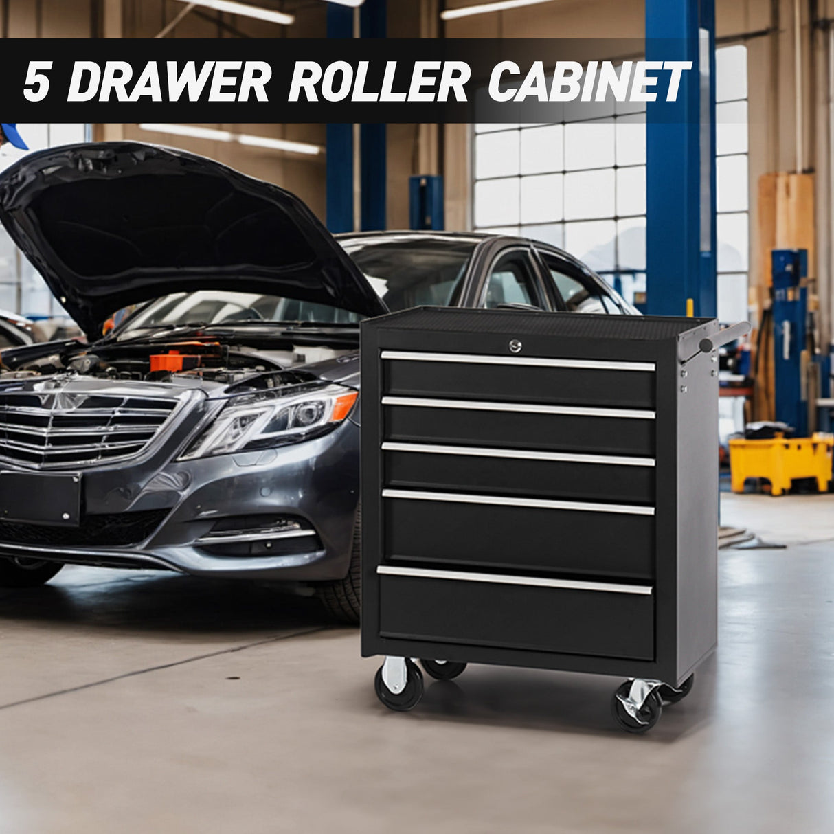 5-Drawer Rolling Tool Chest w/Lock & Key