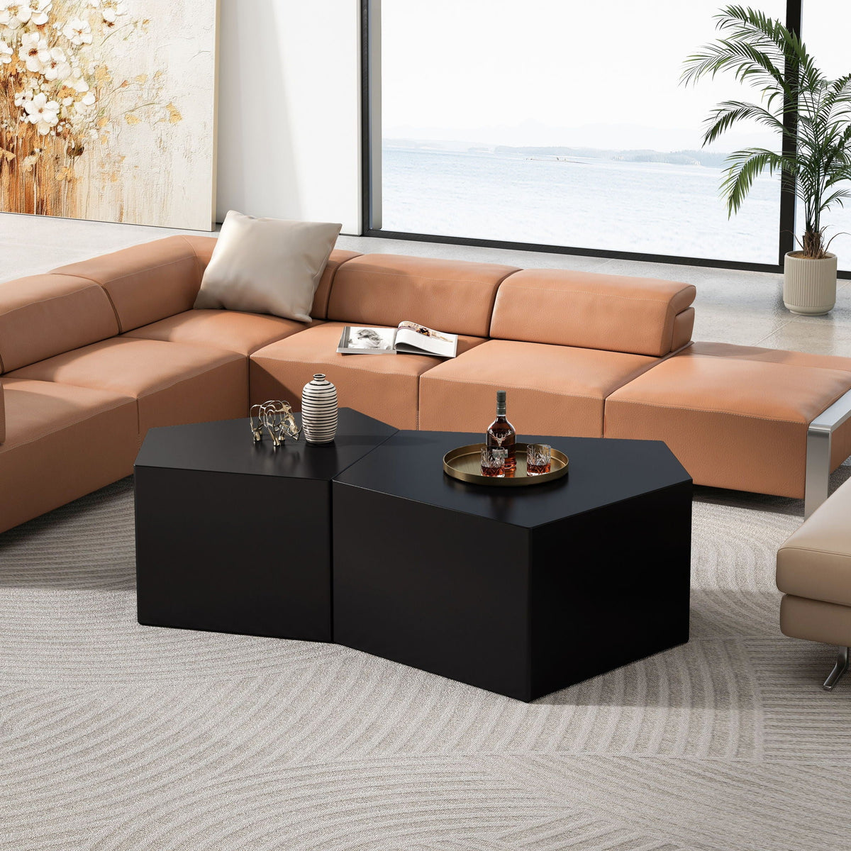 Irregular Pentagon Nesting Coffee Table Set