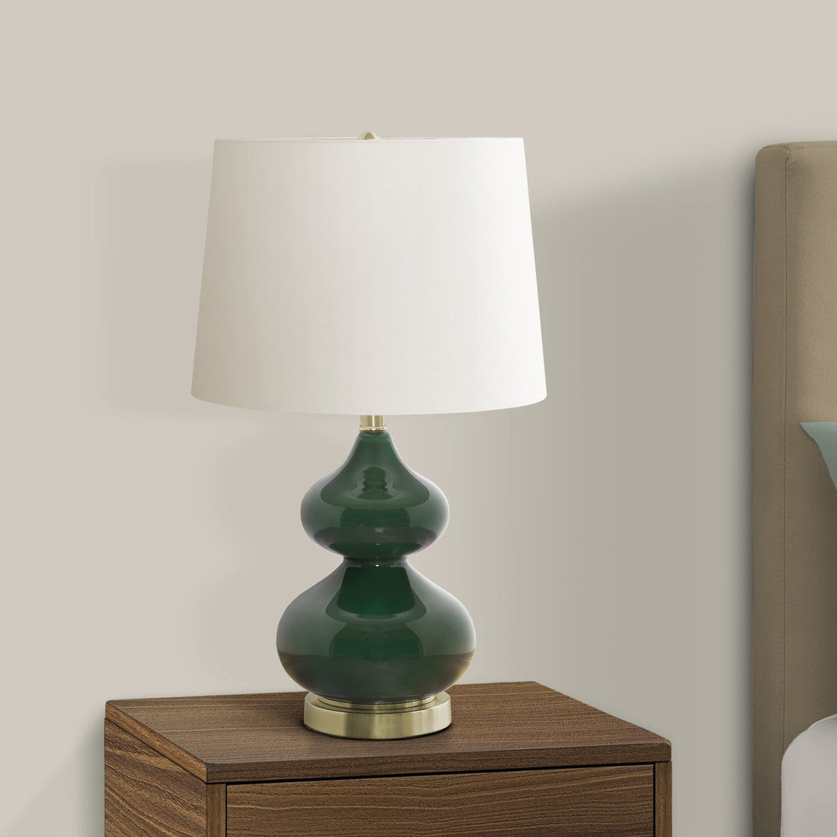 Gourd Table Lamp with Chic Cone Shaped Fabric Shade