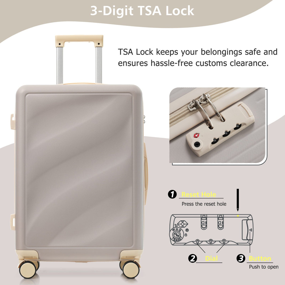 3 Piece Lightweight ABS Luggage Set
