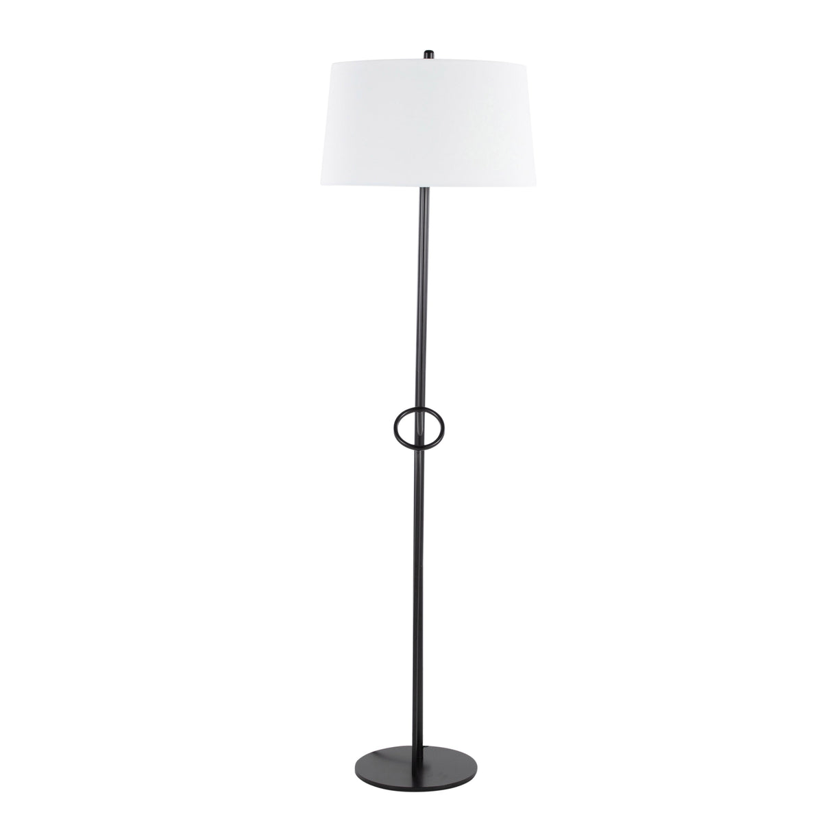 Shadow Contemporary Floor Lamp in Black Steel with White Linen Shade