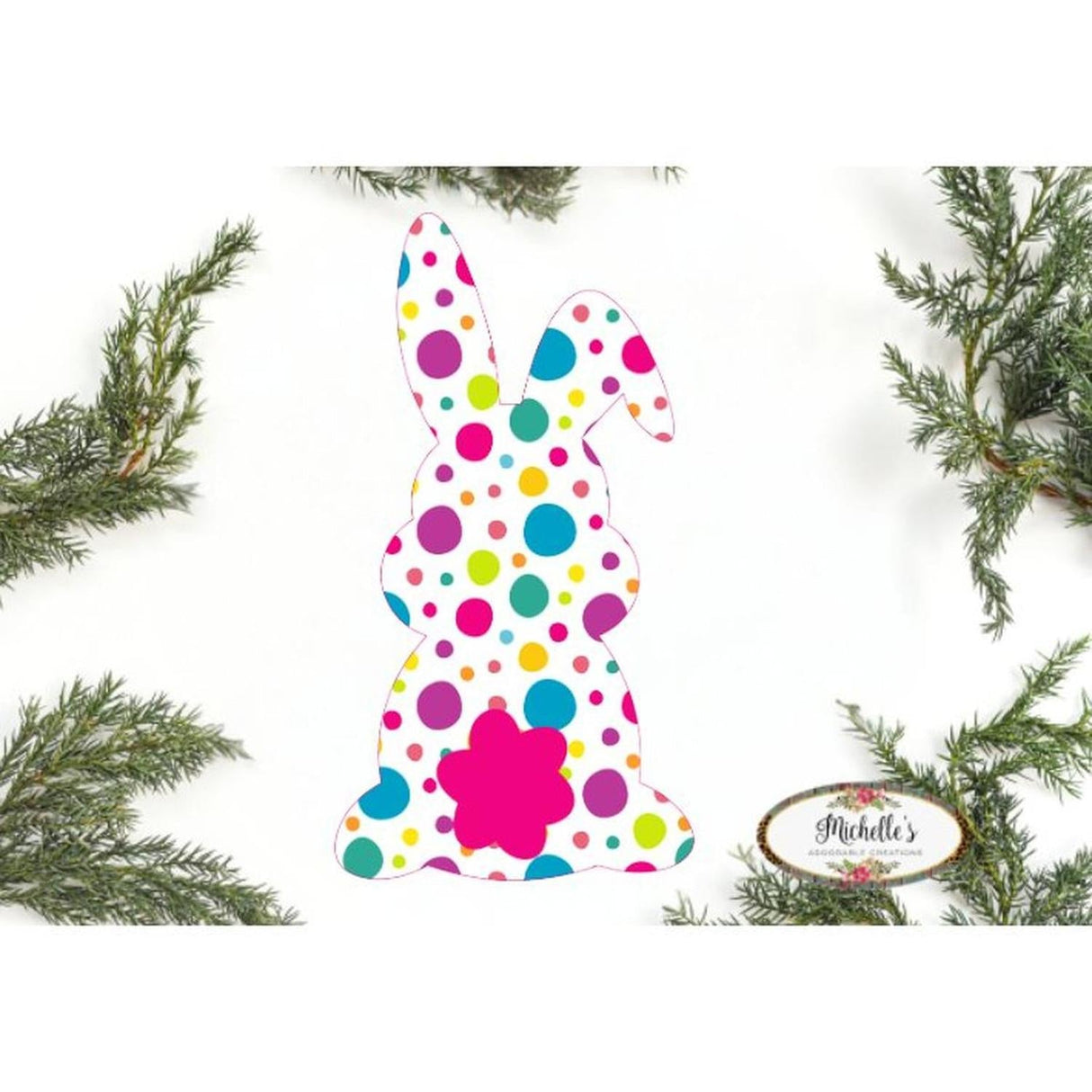 13in Waterproof Sign: Floppy Ear Polka Dot Bunny