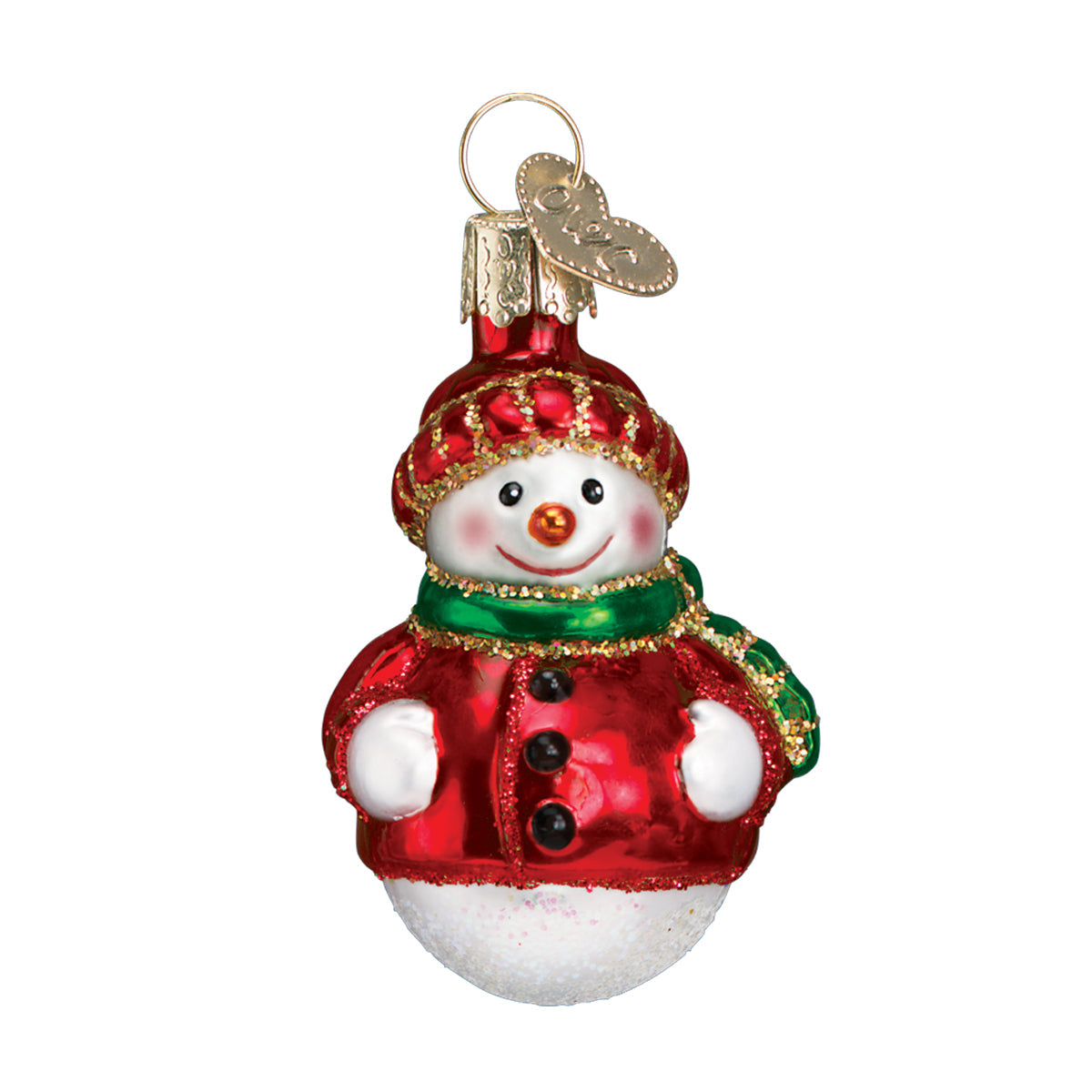 Mini Snowman Ornament Set of 6 Hand-Painted Blown Glass