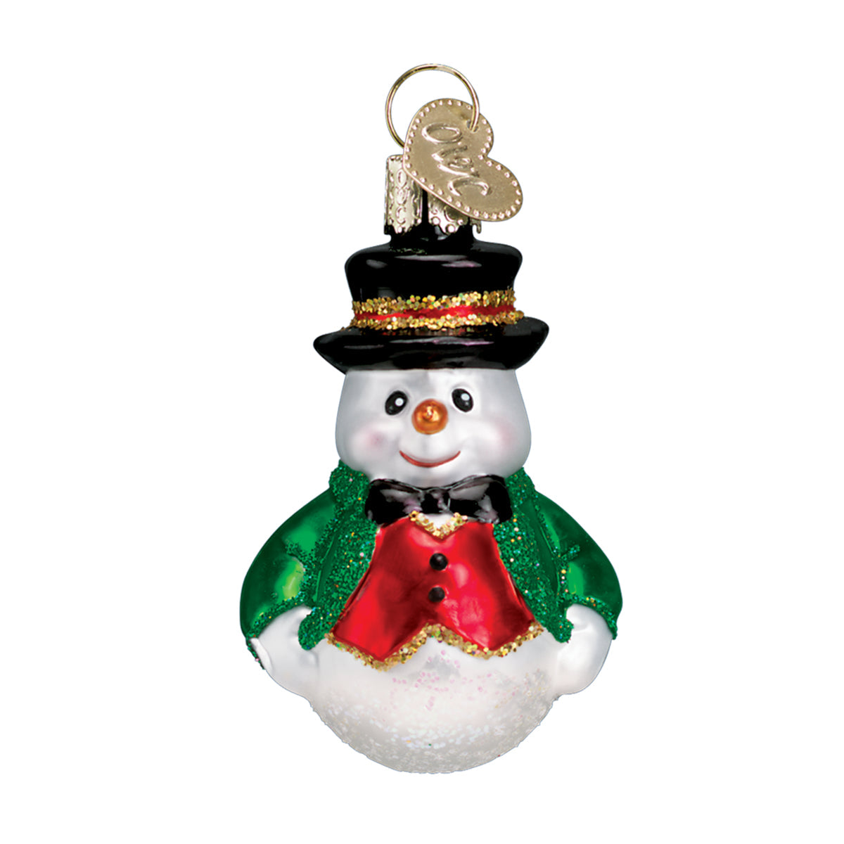 Mini Snowman Ornament Set of 6 Hand-Painted Blown Glass