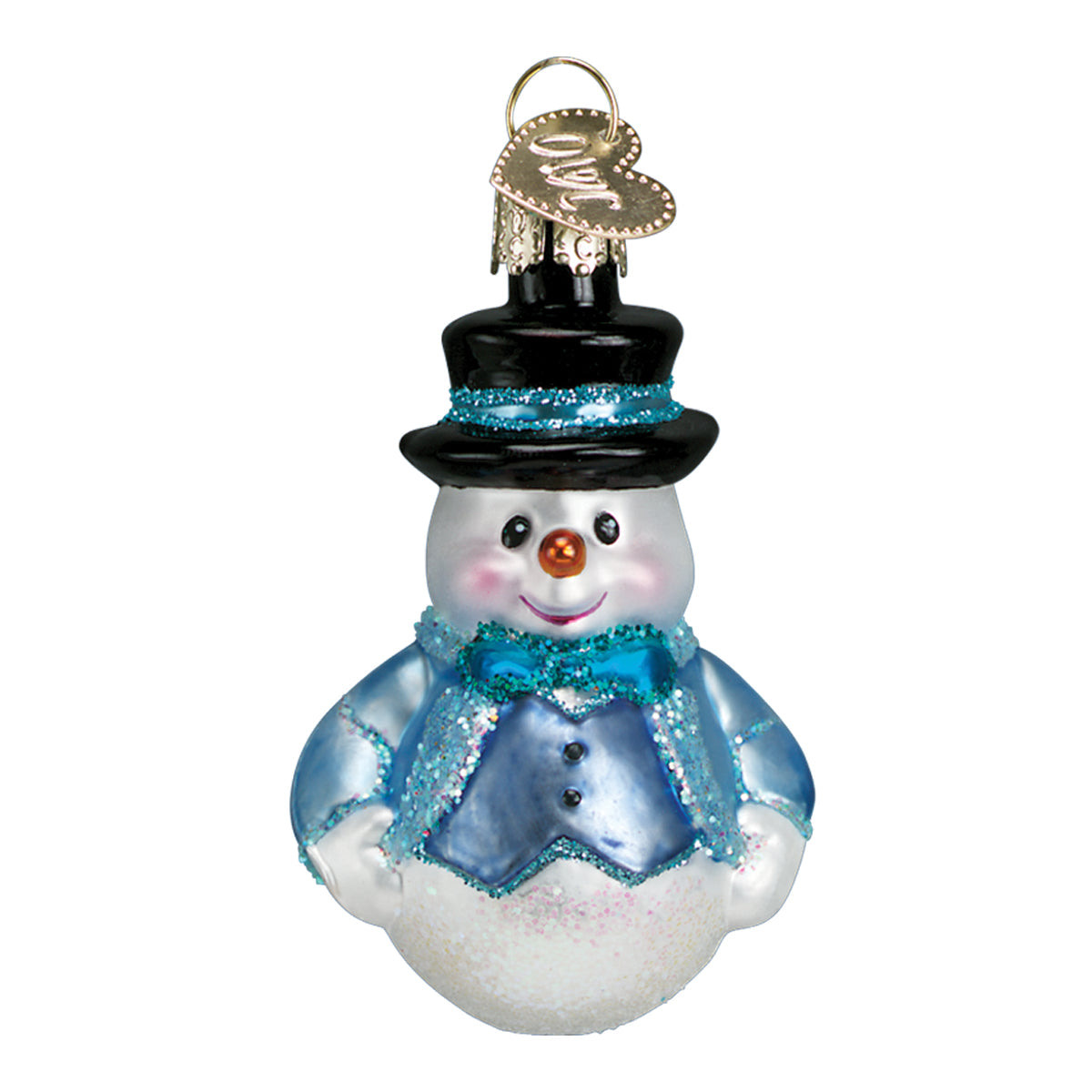 Mini Snowman Ornament Set of 6 Hand-Painted Blown Glass