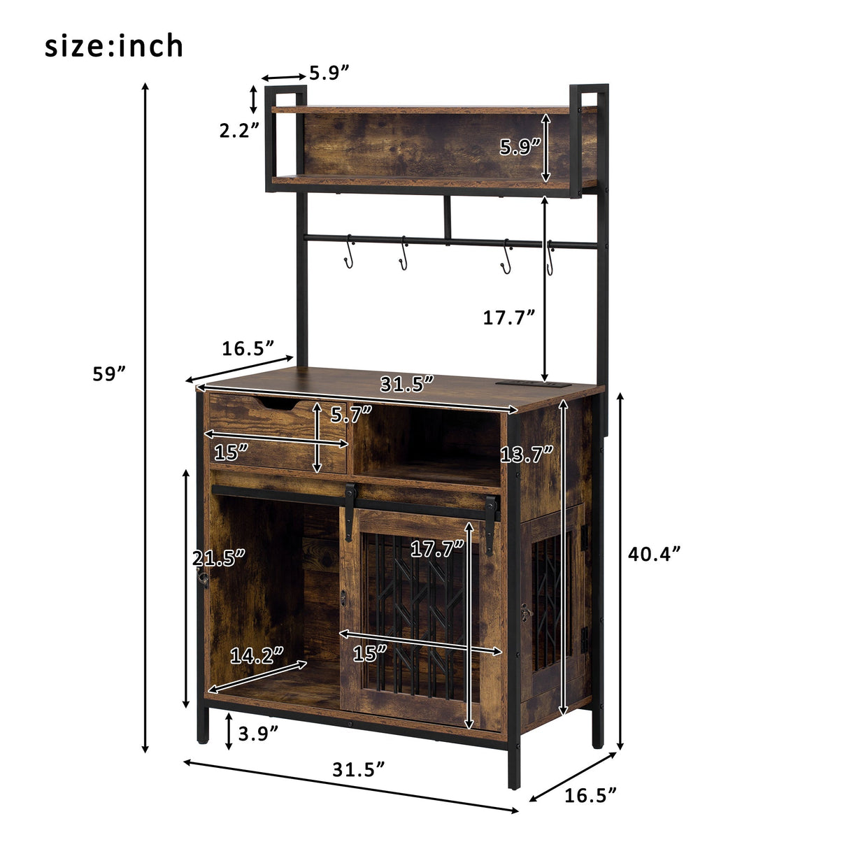 2 in 1 Pet Friendly Dog Crate Composite Desk Hutch