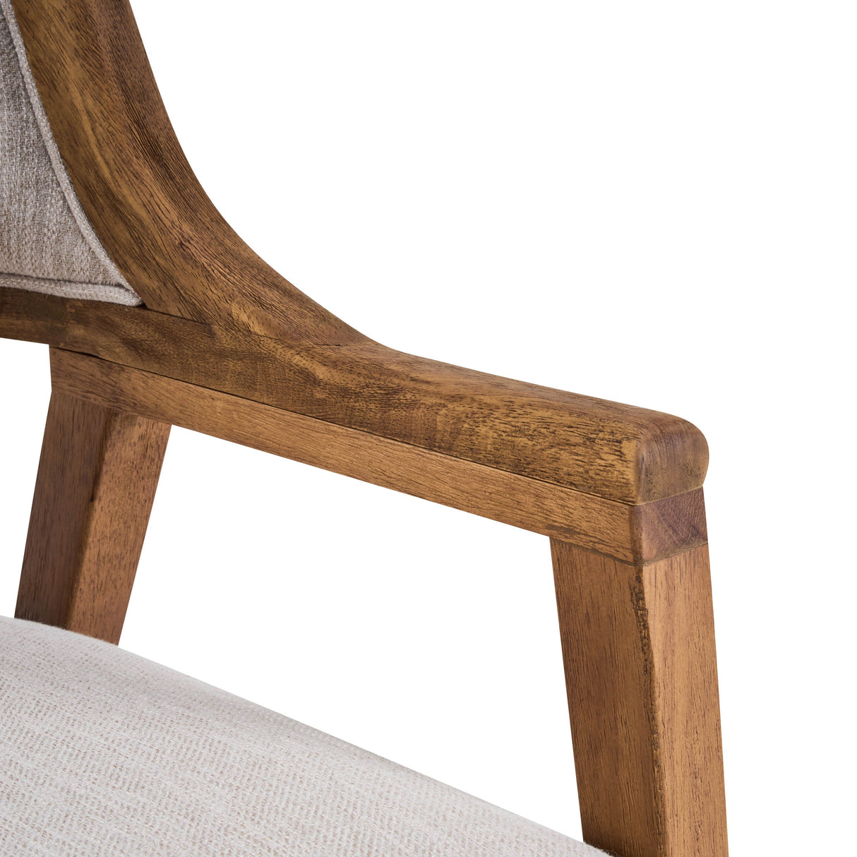 Mid-Century Modern Dining Chairs Set of 2Wood Frame Dining Chairs with Fabric Cushion for KitchenLiving RoomHome Office,Walnut+Beige