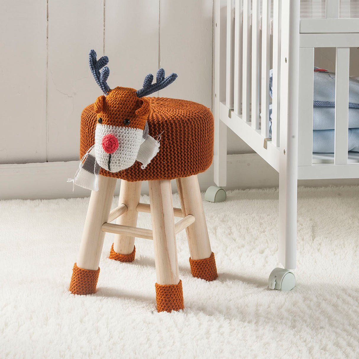 Animal Ottoman Stool - Polyester Upholstered Cute Deer Foot Stool