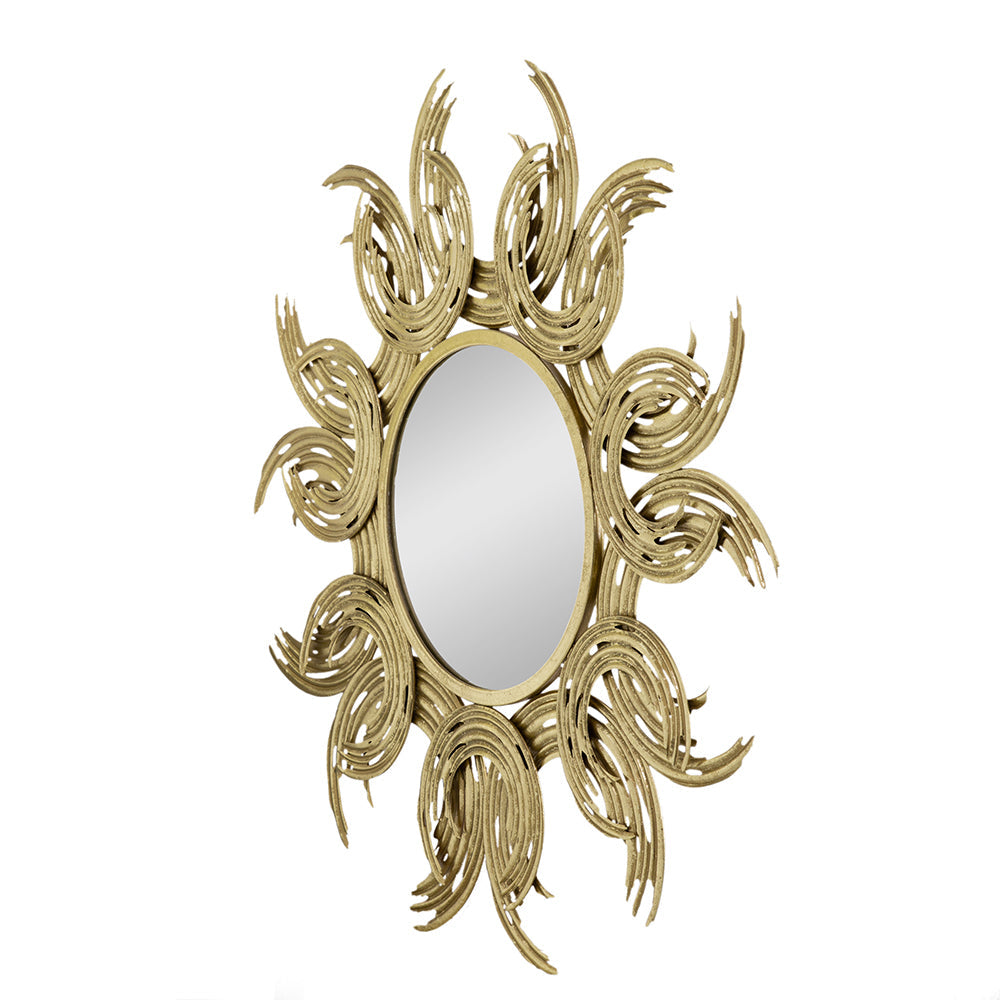 38' Sunburst Metal Decorative Mirror with Gold Finish