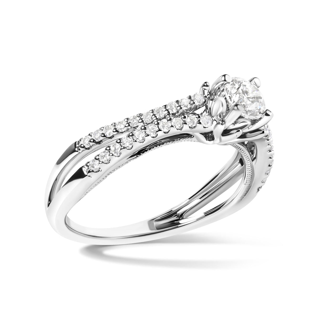14K White Gold 5/8 Cttw Diamond Split Shank Engagement Ring (G-H Color, VS2-SI1 Clarity) - Size 7
