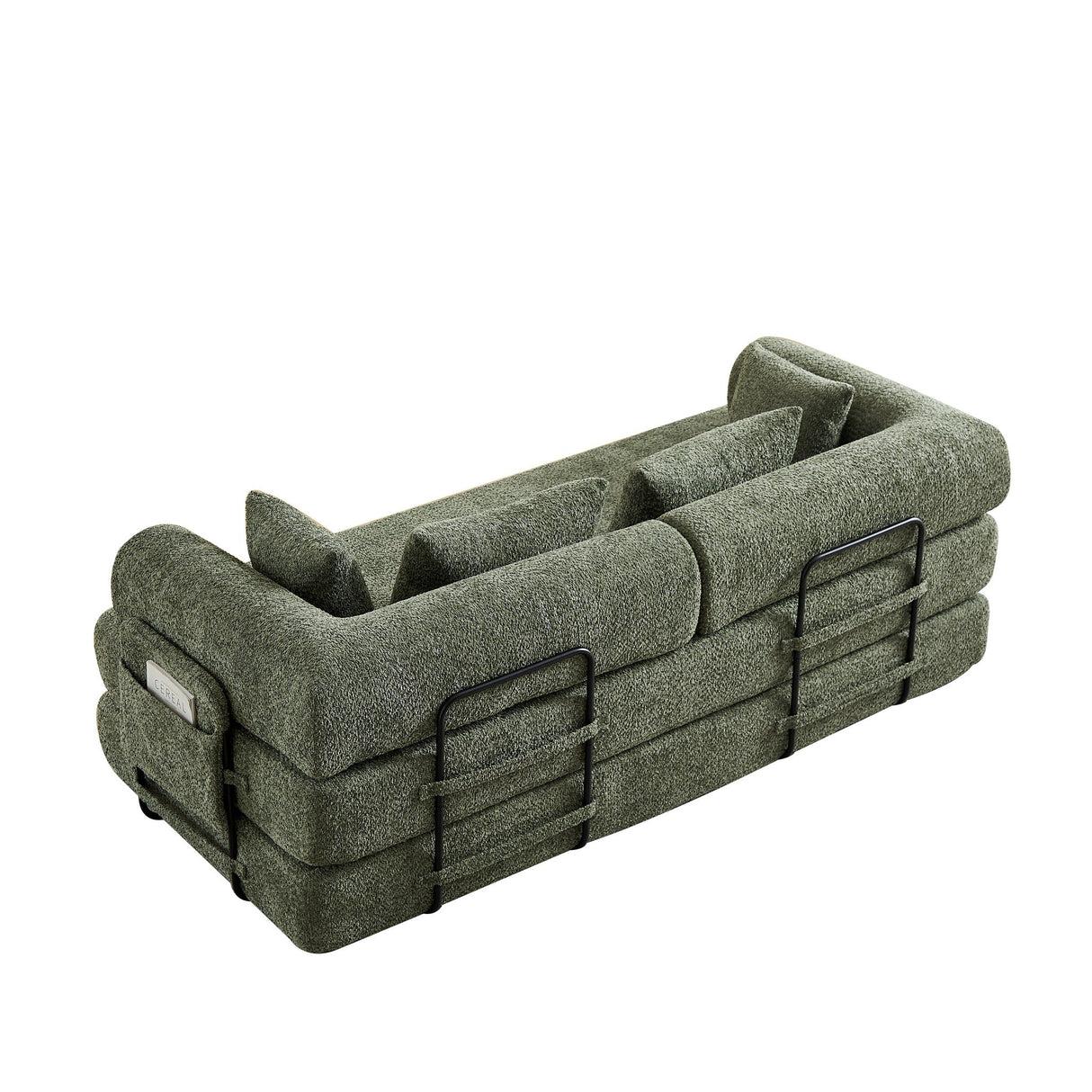 Convertible Sleeper Sofa Bed With Cylindrical Pillow