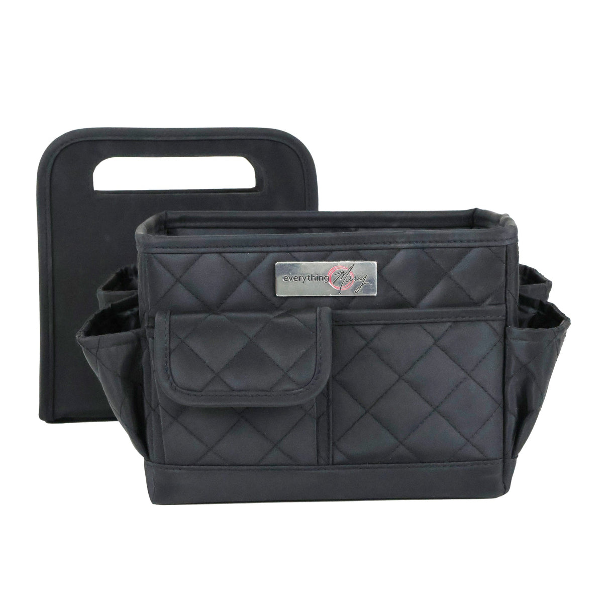 Everything Mary Collapsible Desktop Craft Caddy, Black Quilted – Polyester Craft & Art Supply Organizer with 12 Storage Compartments