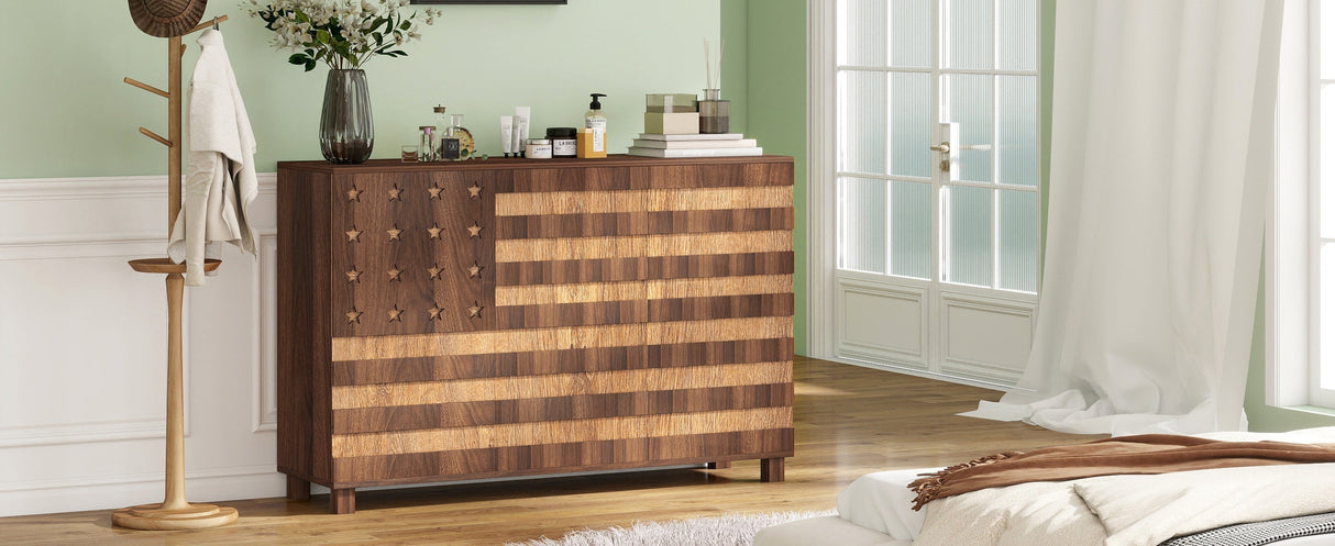 55-Inch Walnut Buffet Sideboard Cabinet with Storage