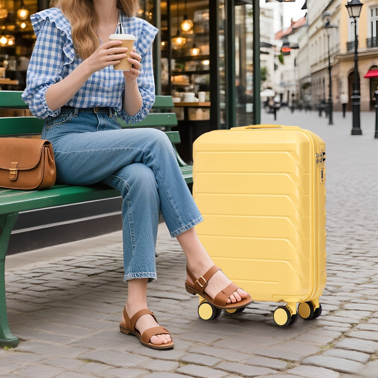 14'/20' 2-Piece ABS Spinner Wheel Luggage Set with Combination Lock