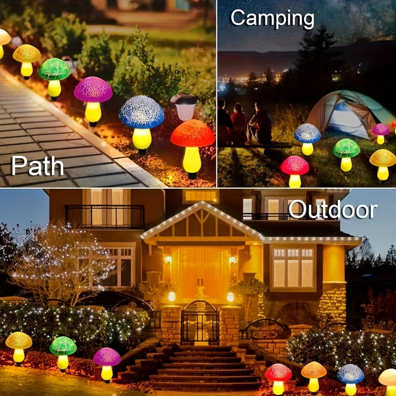 Solar Mushroom Garden Lights Outdoor, 6 LED Decorative Landscape Lights IP65 Waterproof