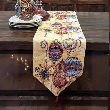 Bohemian-Ornaments-Colorful-Holiday-Lanterns-Tapestry-Dining-Table-Runner-(14916)-Table-Runners