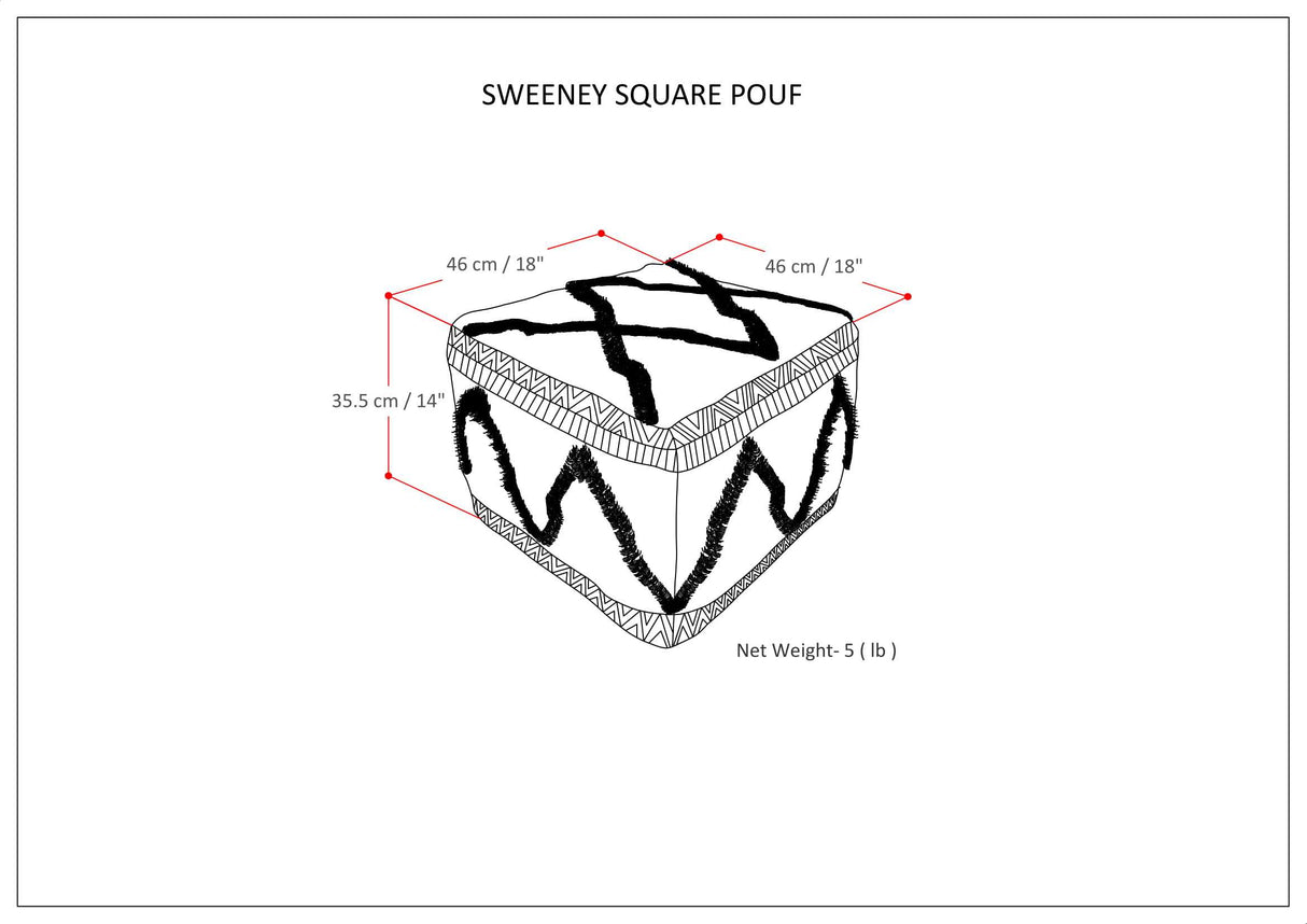 Sweeney Square Pouf Grey/Natural