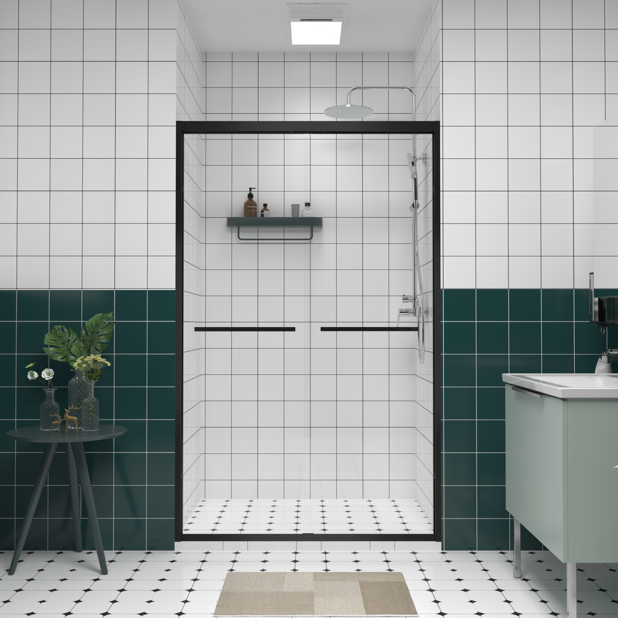 Aluminum Frame Double Sliding Shower Door - Bypass Bathroom Door