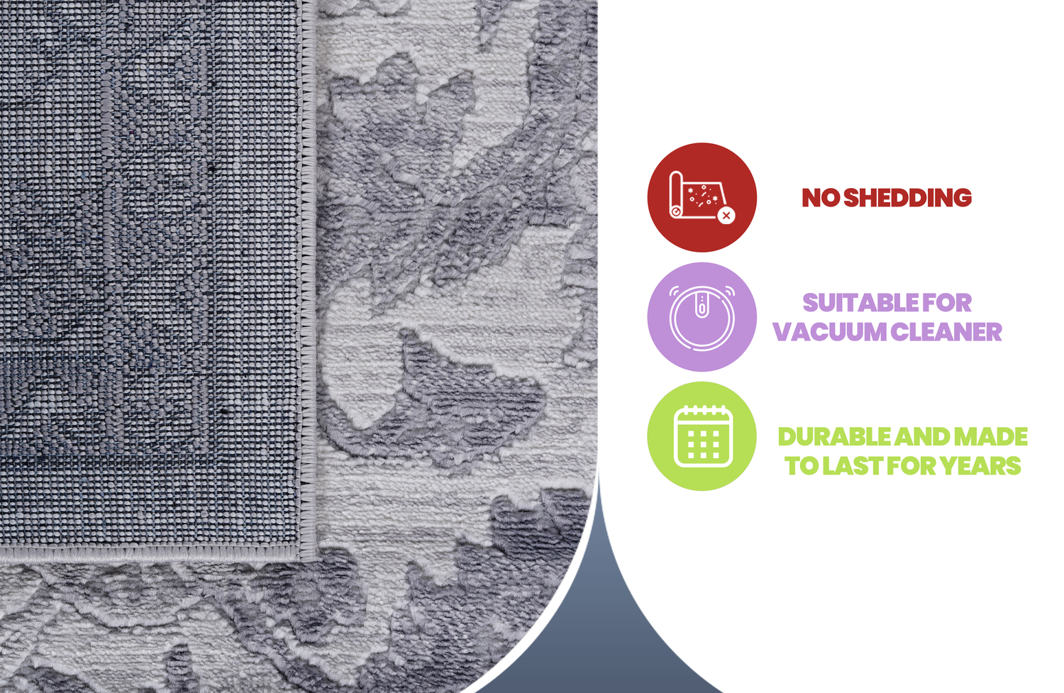 5X7 Grey/Silver/Oriental Non-Shedding Living and Stain Resistant Area Rug