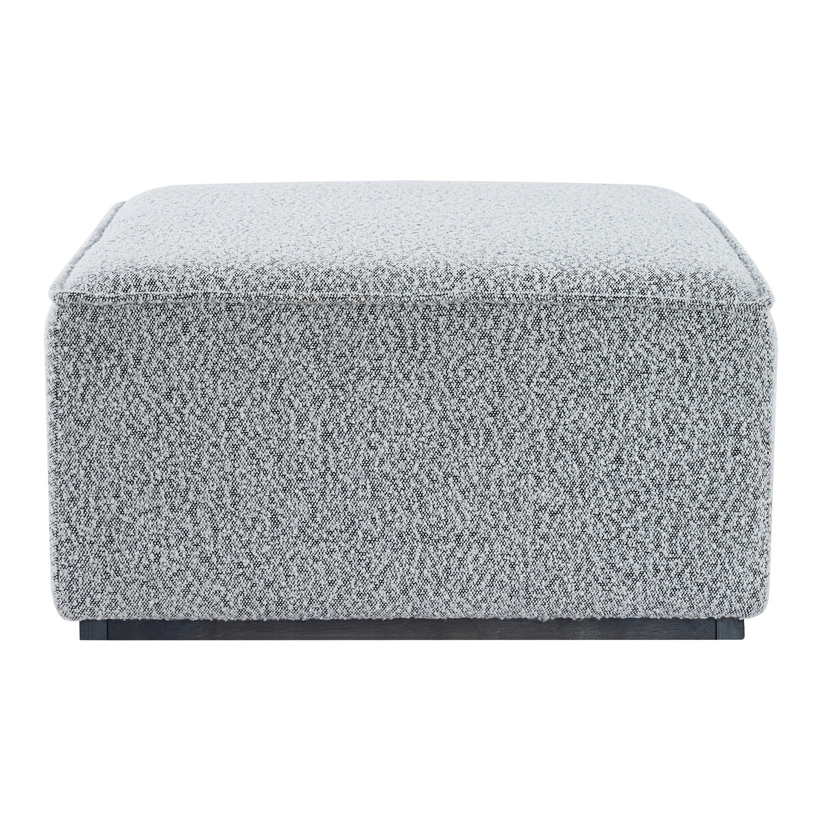 Square Upholstered Ottoman with Solid Wood Legs - Black-and-White Fabric