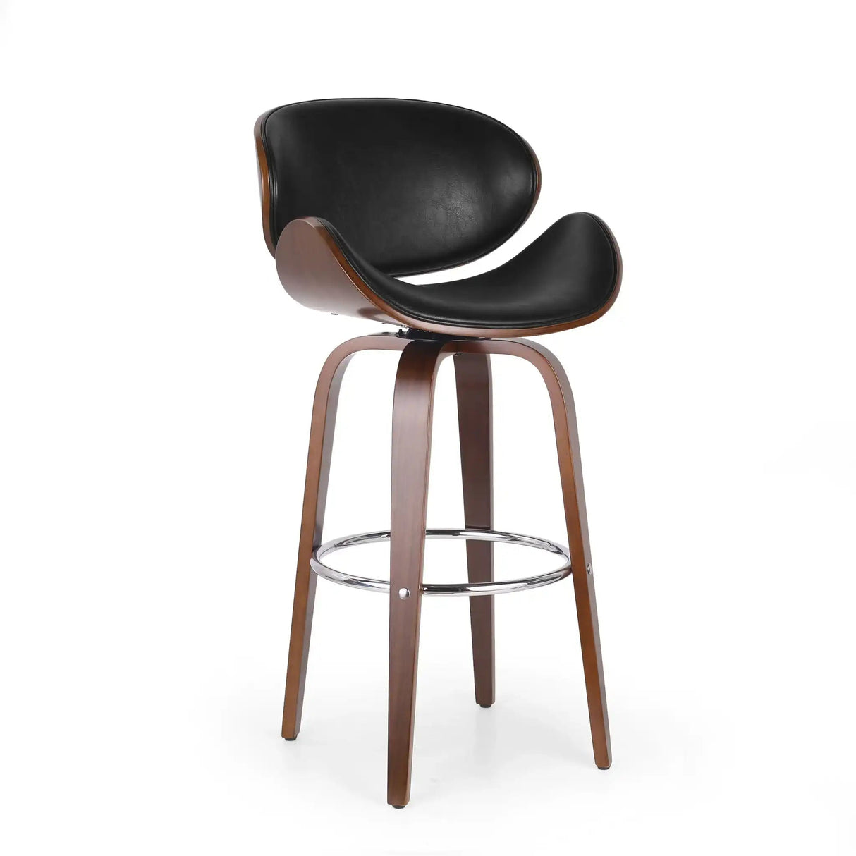Lumos Mid Century Modern Upholstered Swivel Barstool