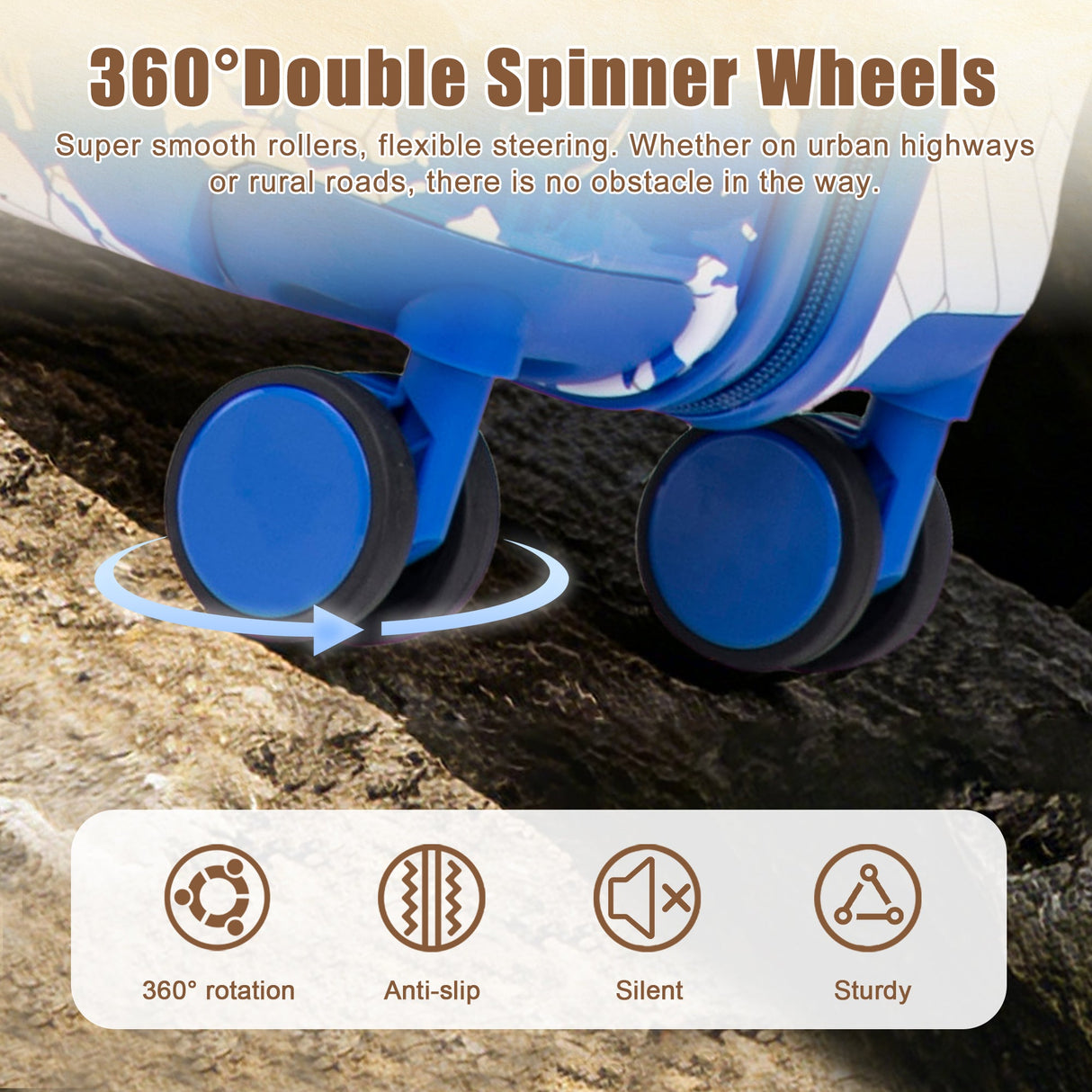 3-Piece PC Spinner Wheel Luggage Set in Blue
