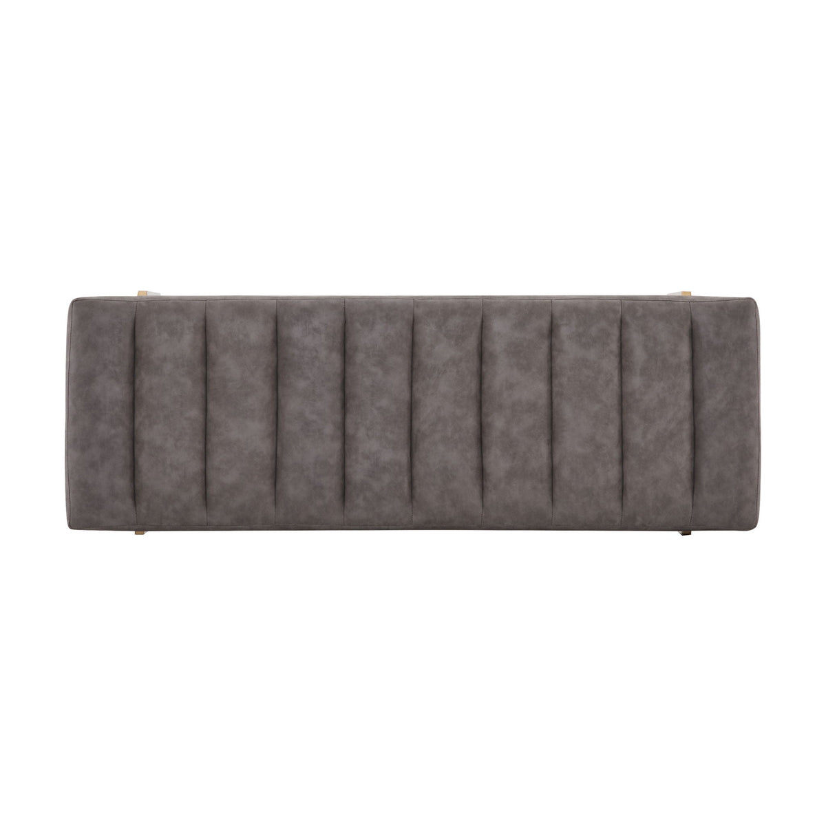 Thorian - Luxury Upholstered Ottoman Bench With Channel Tufting And Metal Base - Gold / Gray