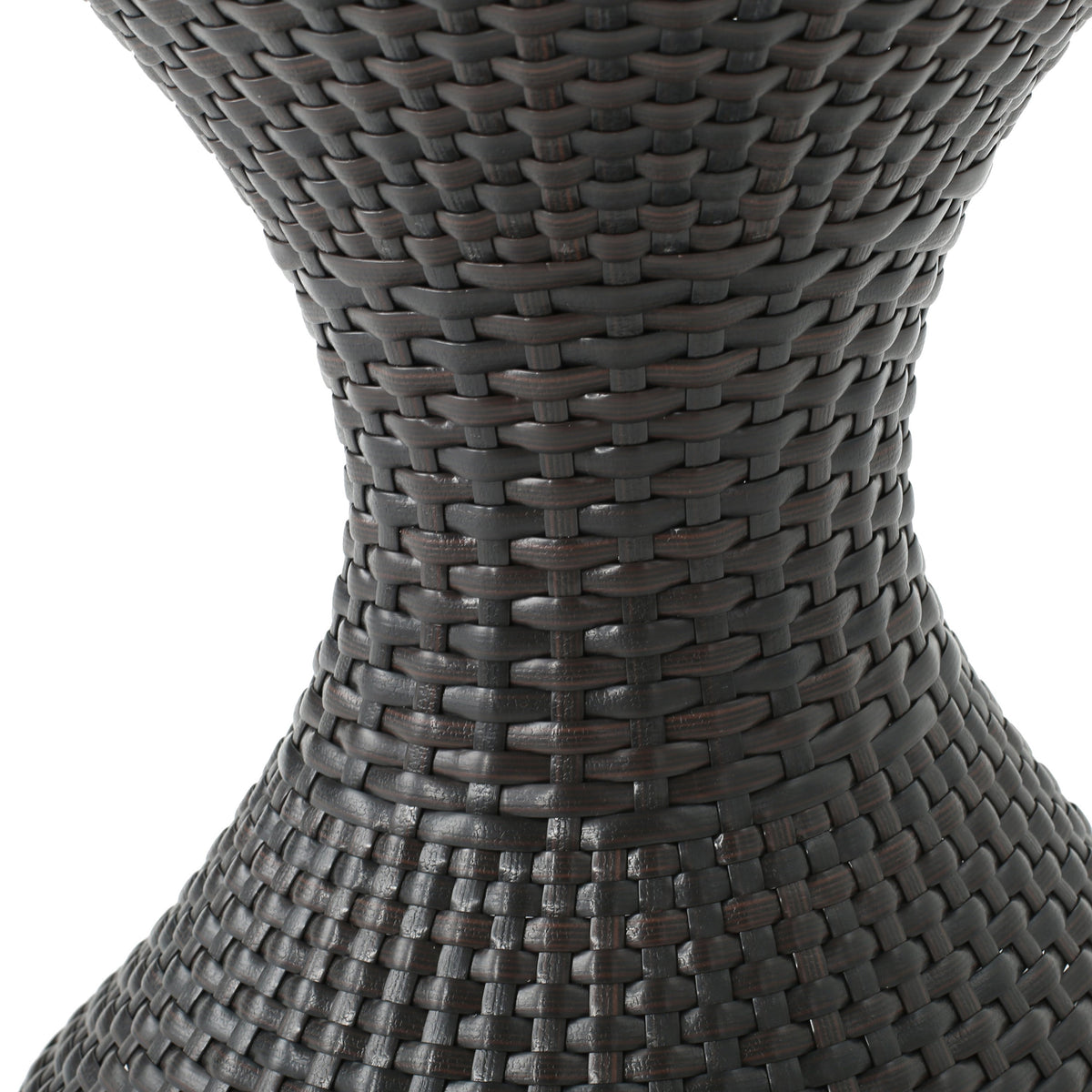 Outdoor Wicker Hourglass Side Table with Iron Frame – Multi-Brown
