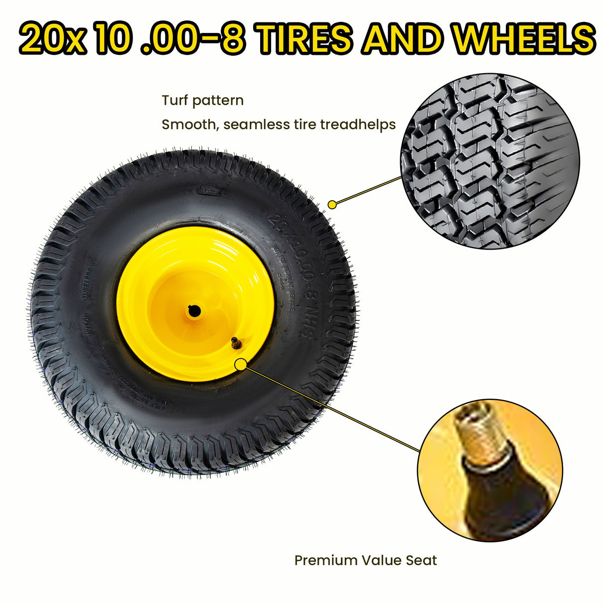Set of 2 Lawn Mower Tires and Wheel Assembly