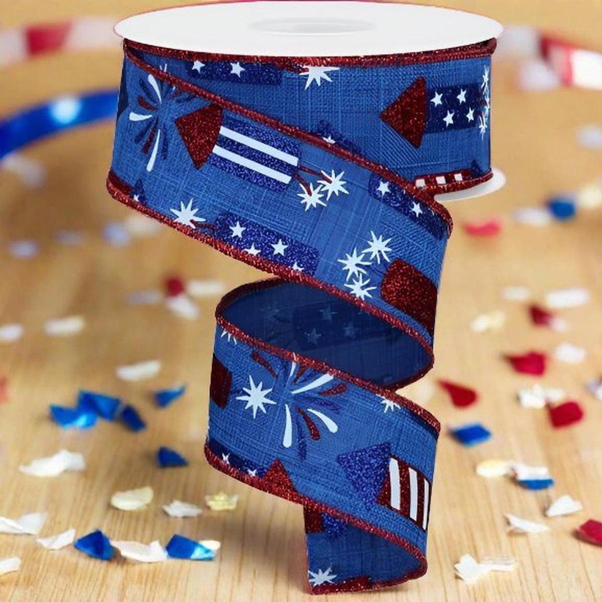1.5" Firecrackers Ribbon: Royal Blue (10 Yards)