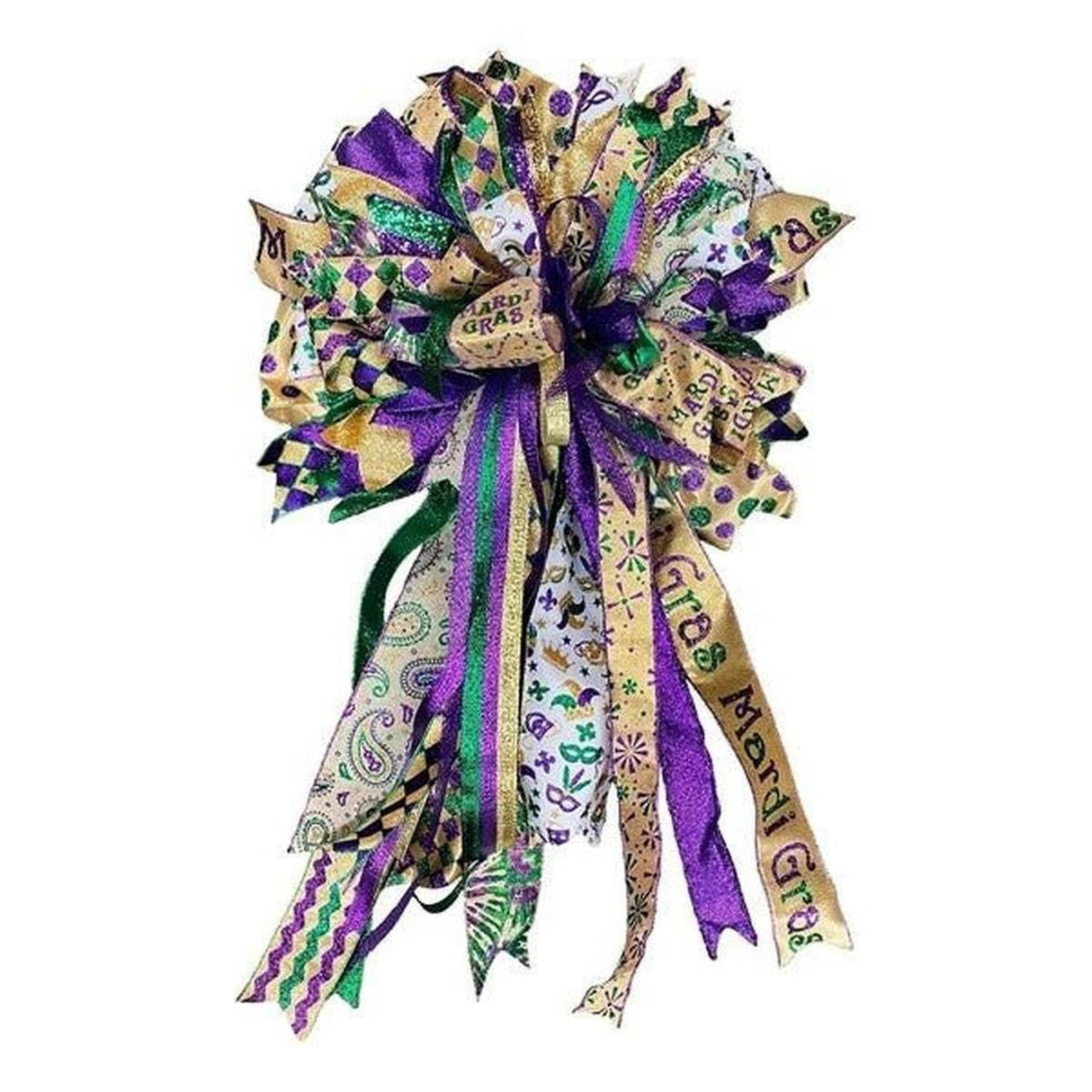 1.5" Harlequin Glitter Diamond Ribbon: Mardi Gras (10 Yards)