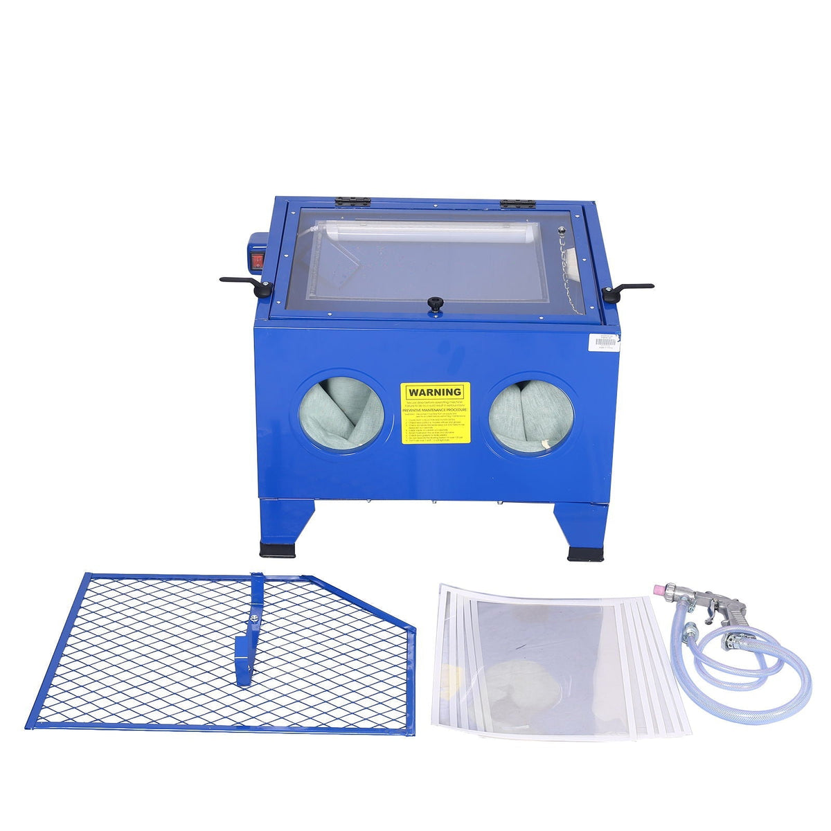 Bench Top Portable Sand Blaster Cabinet Kit 25 Gallon With 80 Psi Capacity - Blue