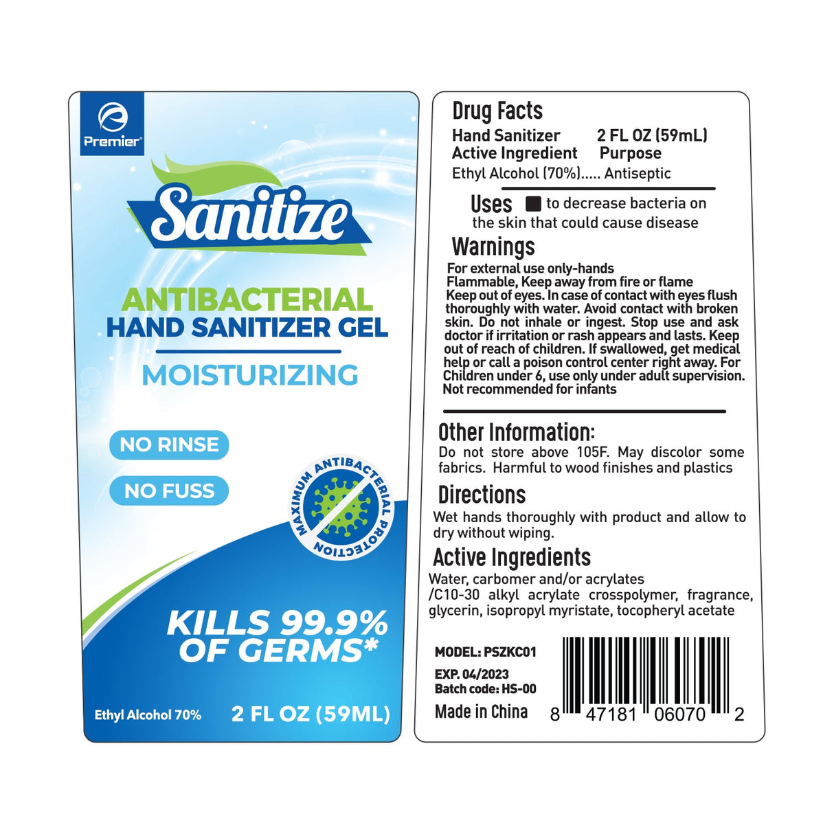 6-Pack 60ML Hand Sanitizer With Carabiner