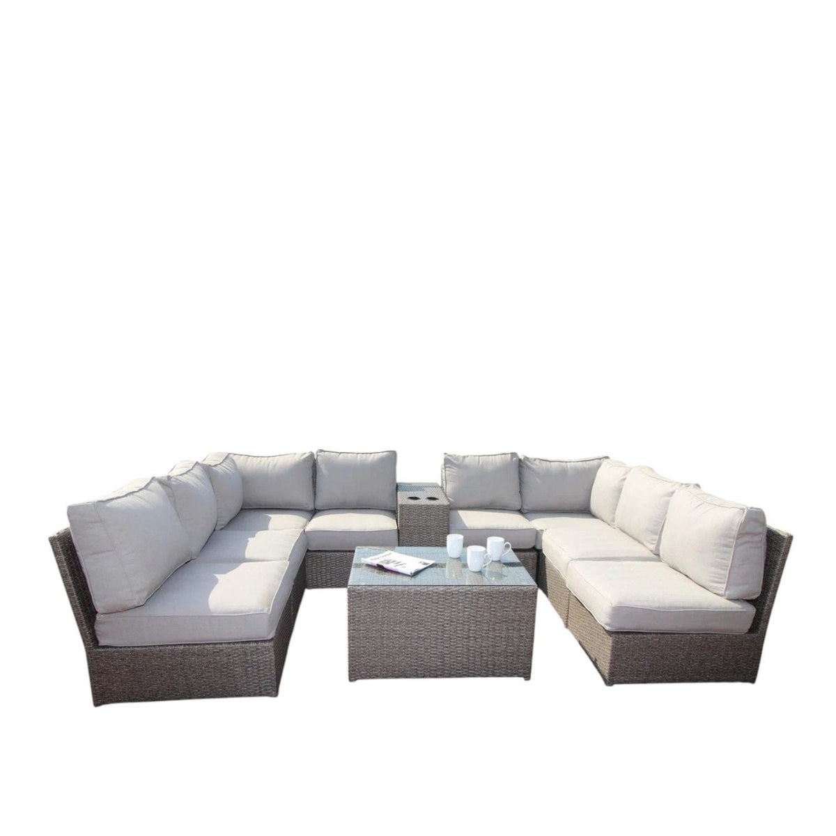 Comfortable Modern Patio Rattan Sectional Set With Cushions